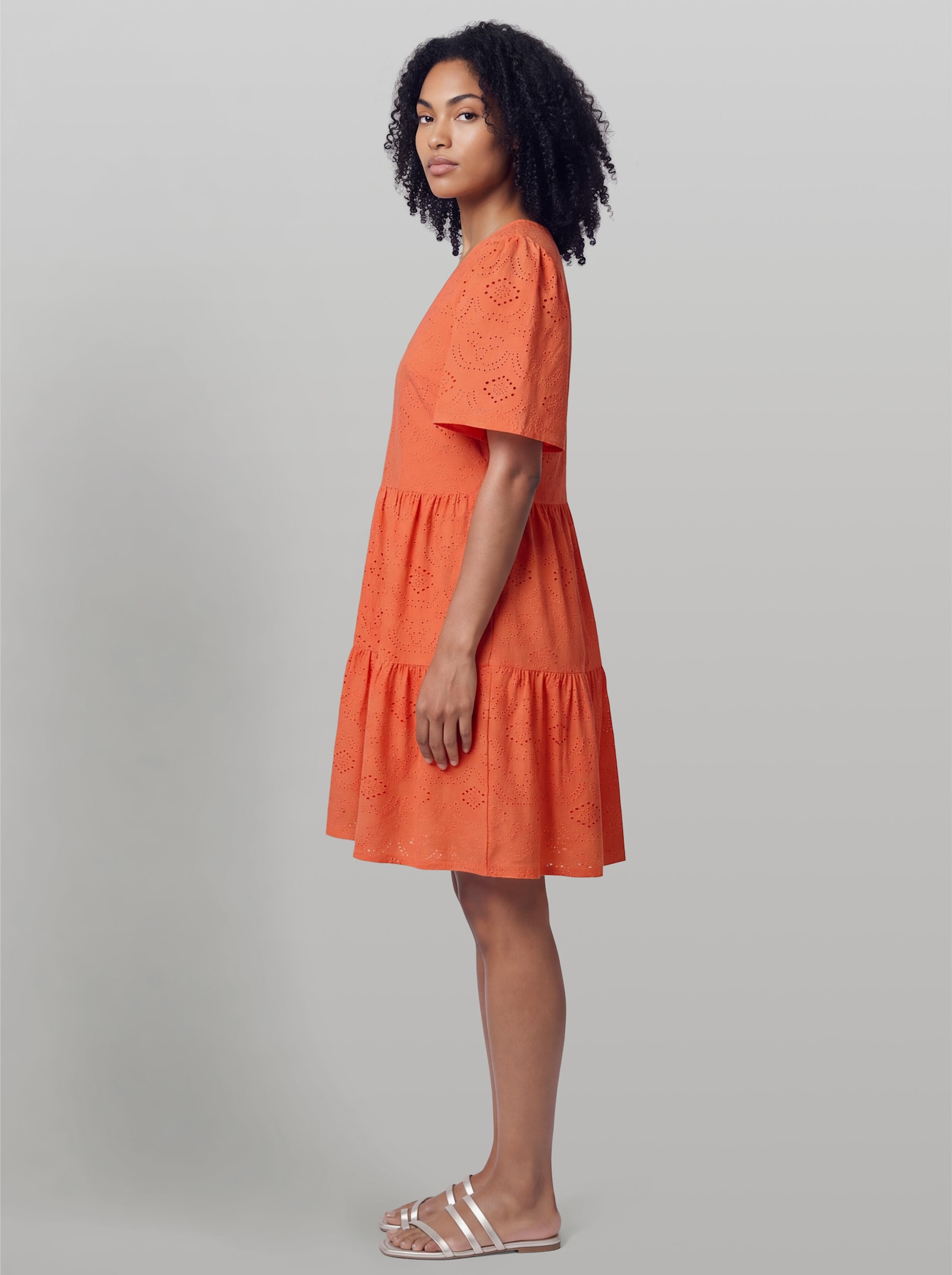 heine Jerseykleid mit Ajourmuster - orange