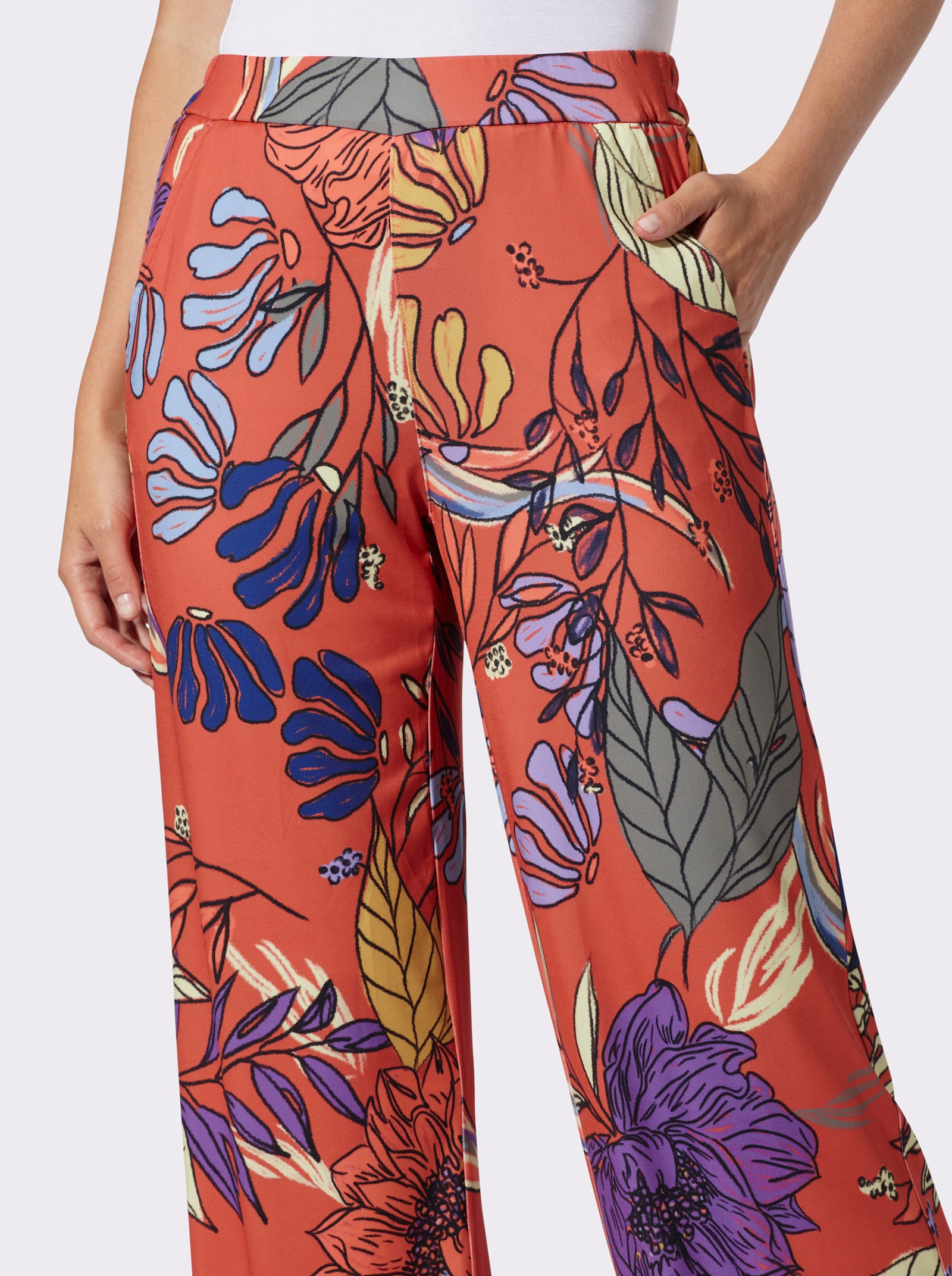 heine Druckhose mit Dehnbund - terra-lavendel-bedruckt