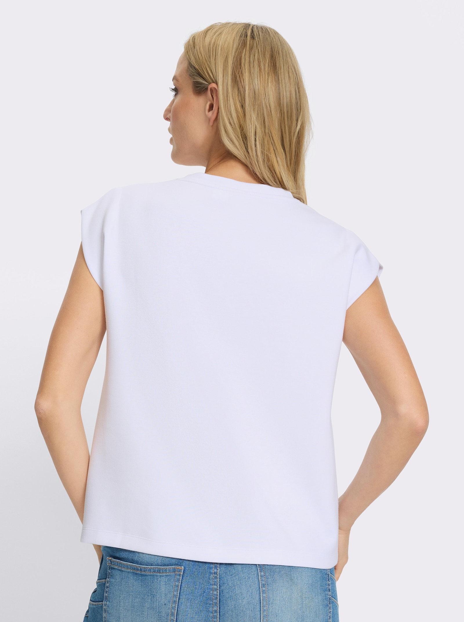 heine Rundhalsshirt mit überschnittenen Schultern - weiß