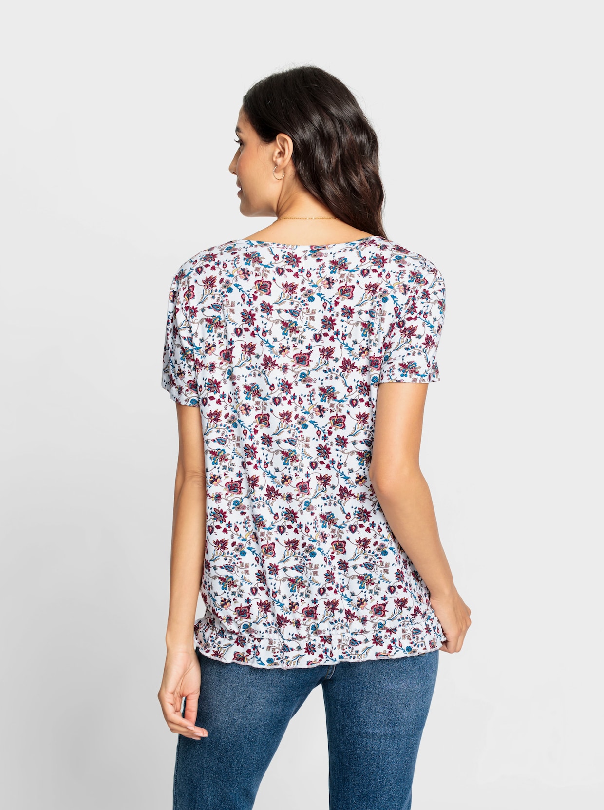 Print-Shirt - weiß-kirsche-bedruckt