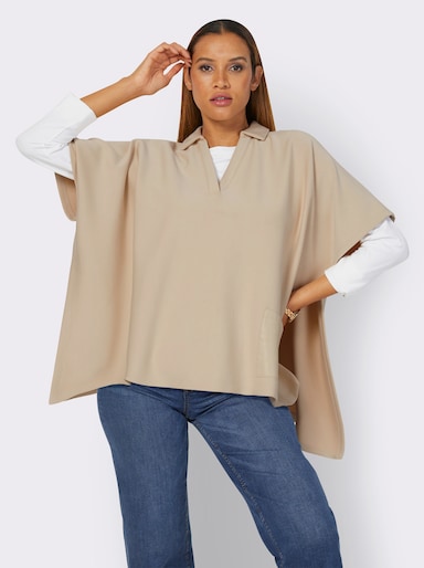Shirt im 2-in-1-Look mit Poncho - sand