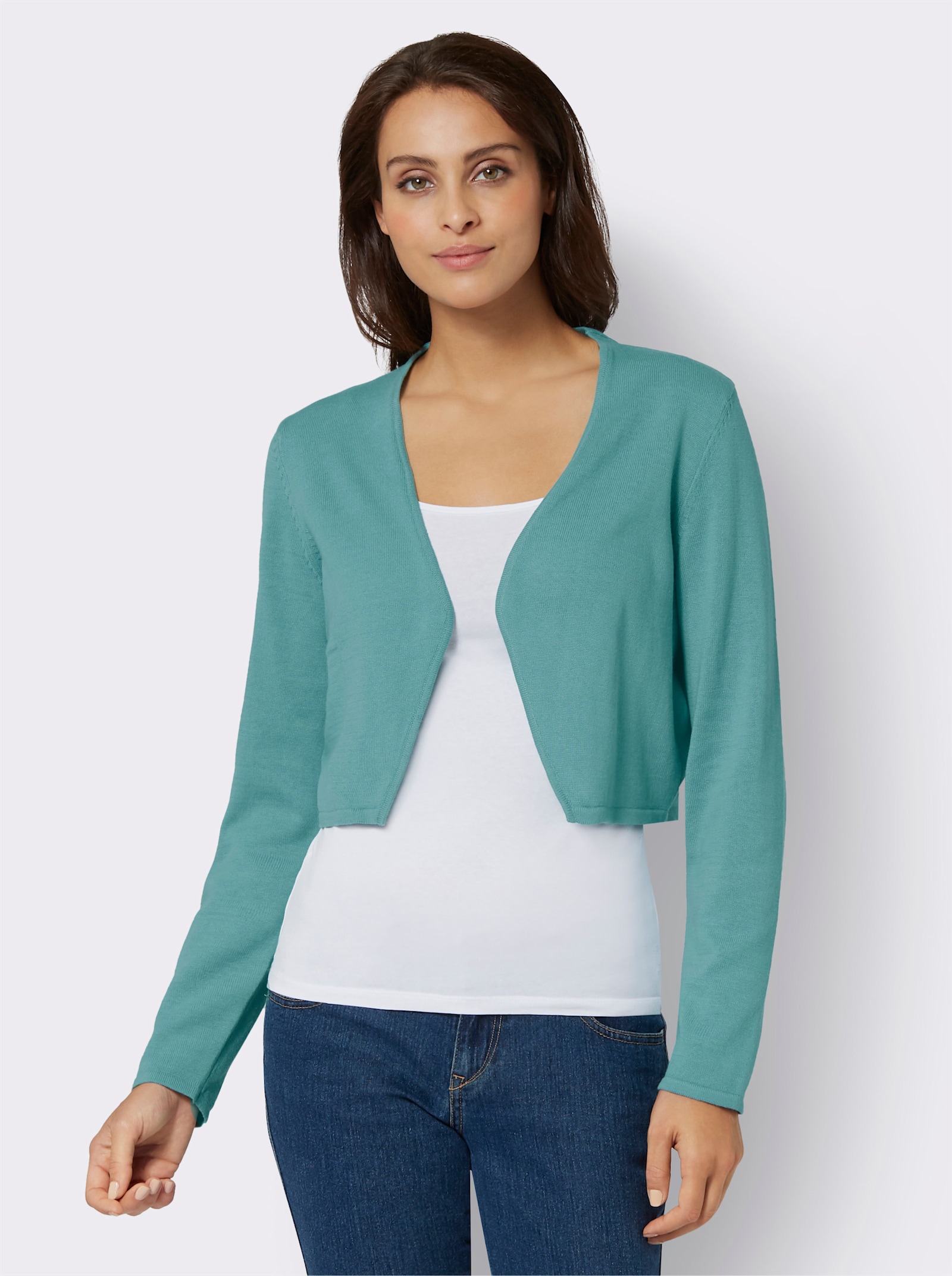 Boléro sans fermeture en qualité tricot fin - océan