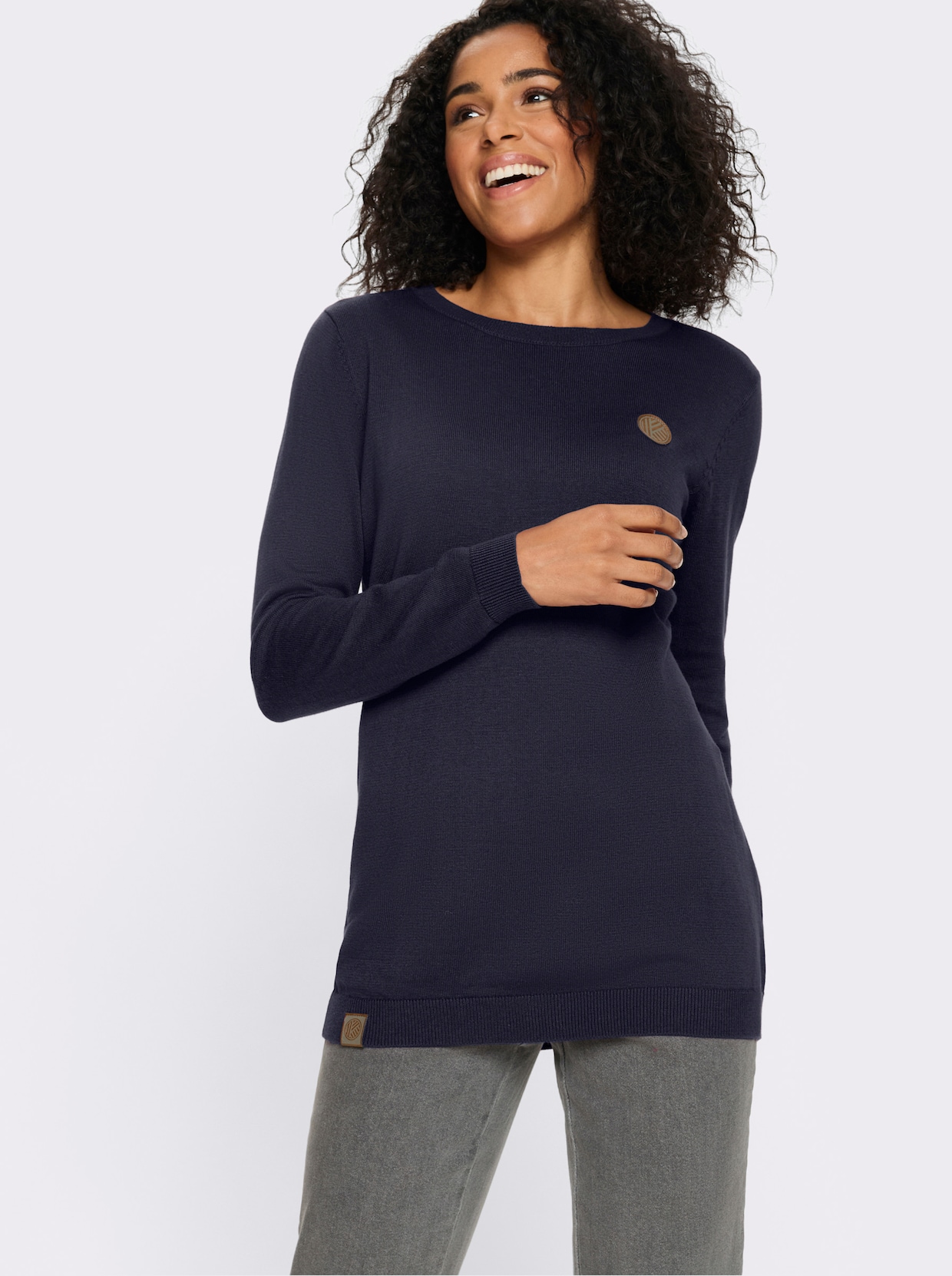 Longpullover mit 50% Baumwolle - marine