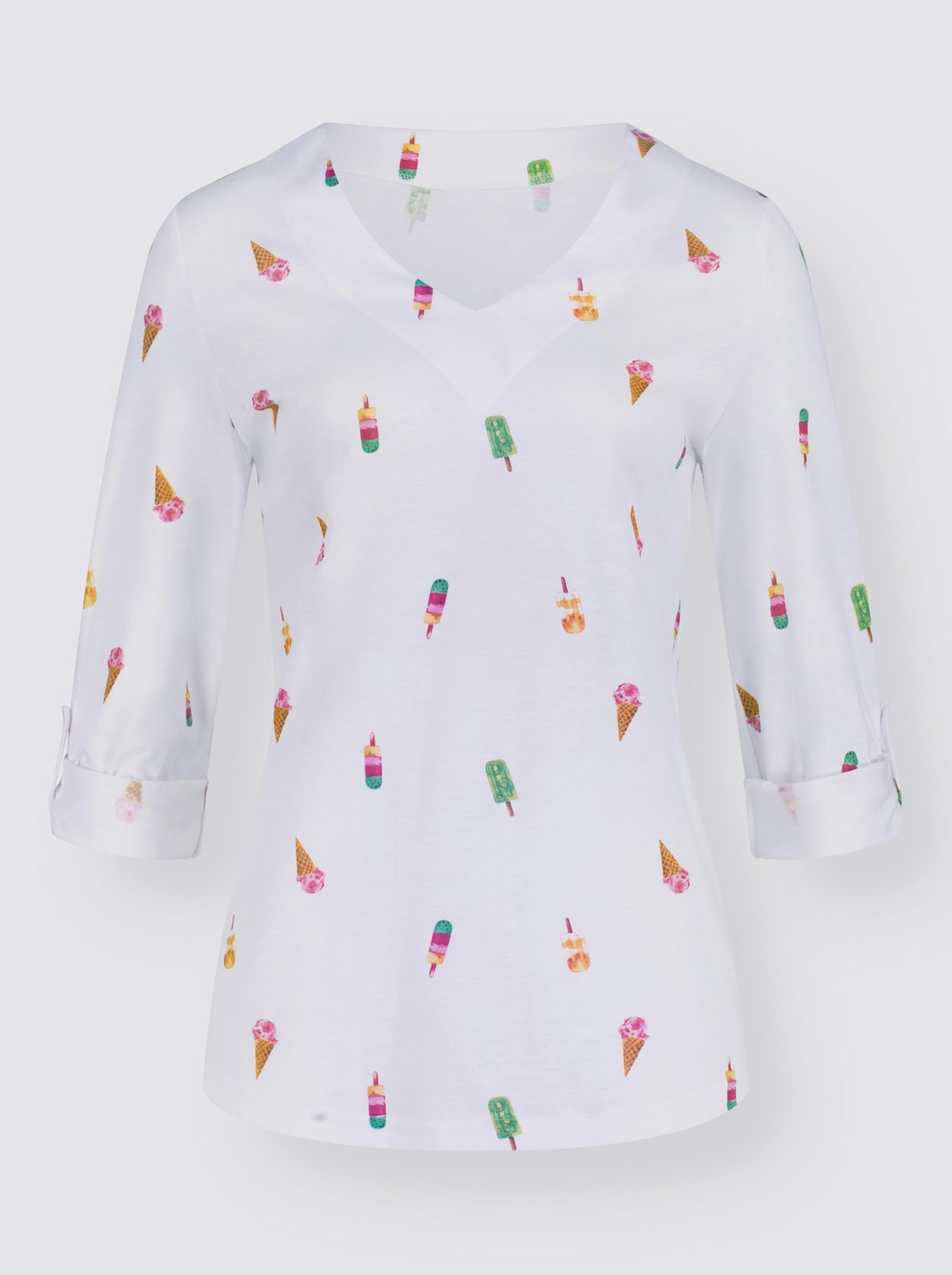 Shirt met lange mouwen - wit/grapefruit bedrukt