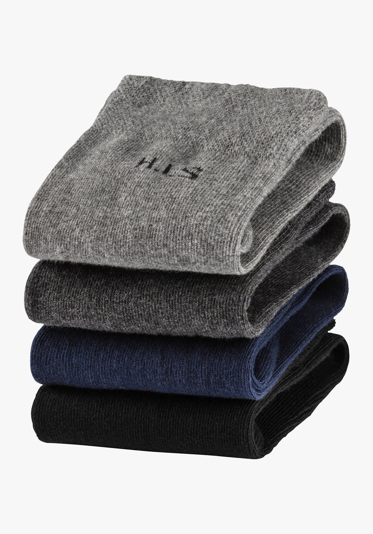 H.I.S Socken - 1x schwarz, 1x marine, 1x anthrazit-meliert, 1x grau-meliert