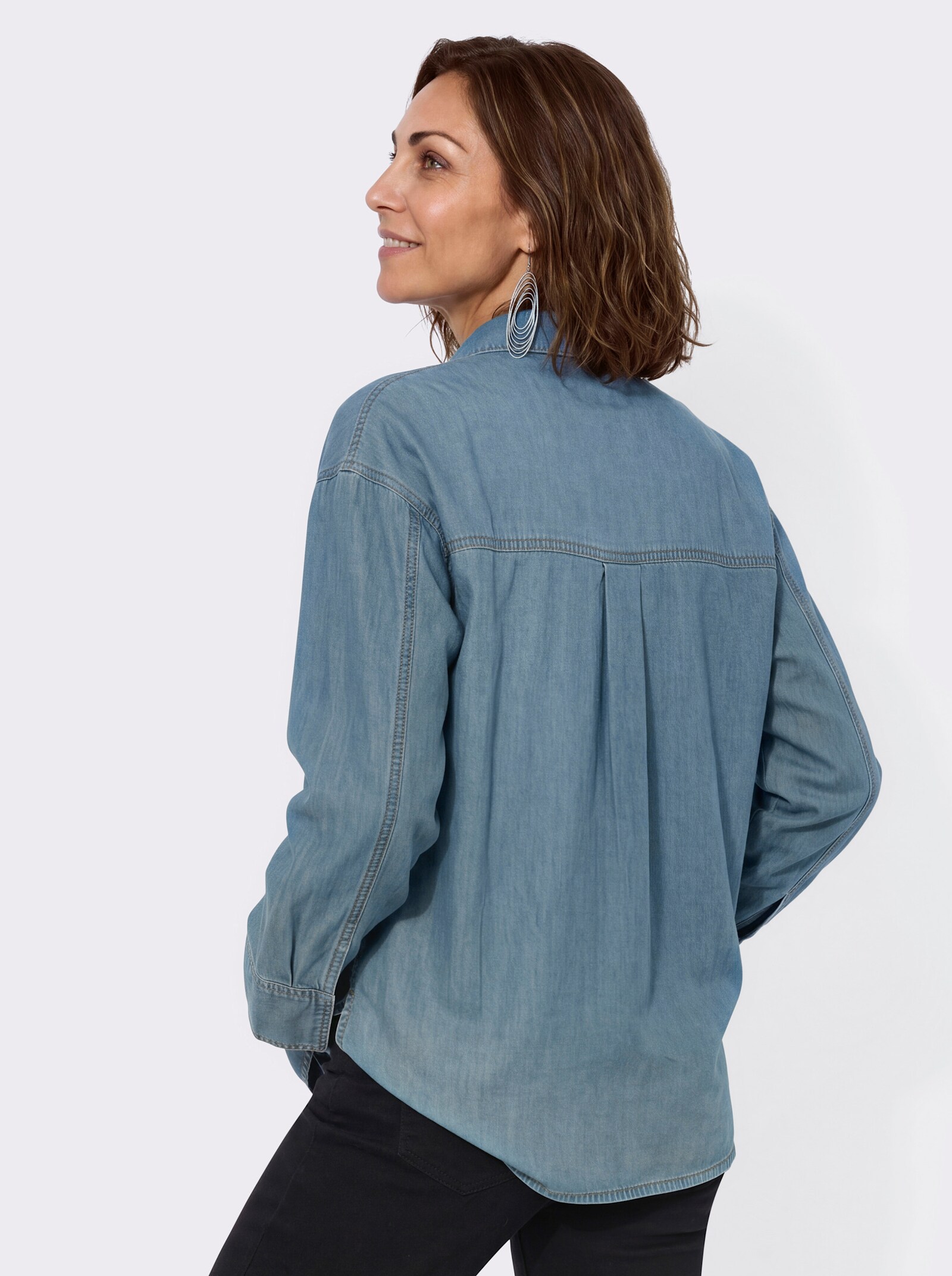 Jeansbluse im leichten Oversize-Schnitt - blue-bleached