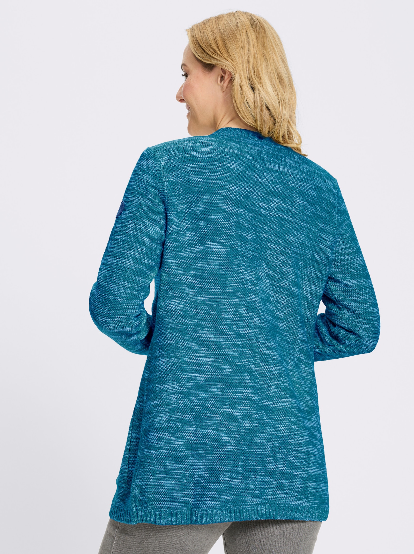 Longstrickjacke in Melange-Optik, pflegeleicht - topas-meliert