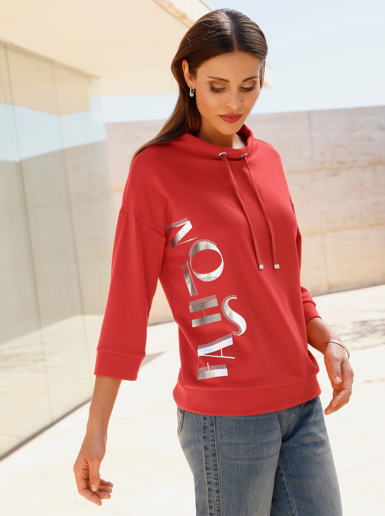 Sweatshirt mit Schriftzug - rot