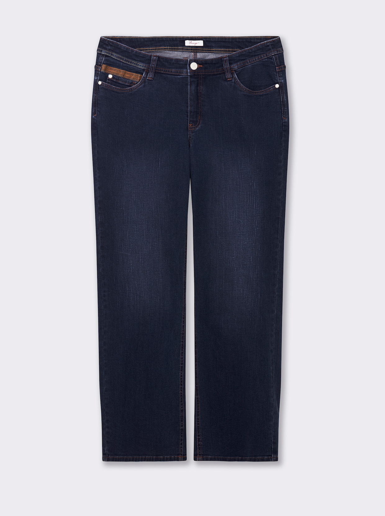 sheego Gerade Jeans - darkblue-stone-washed