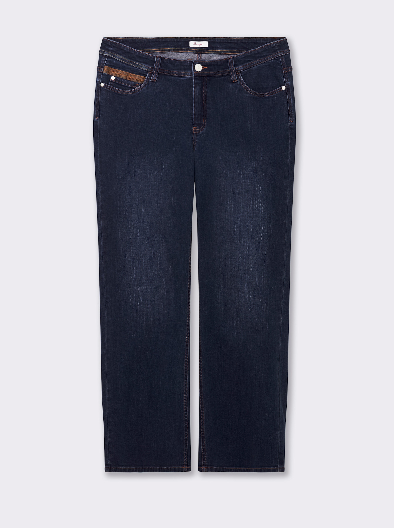 sheego Gerade Jeans bei schmalerer Taille und viel Po - darkblue-stone-washed