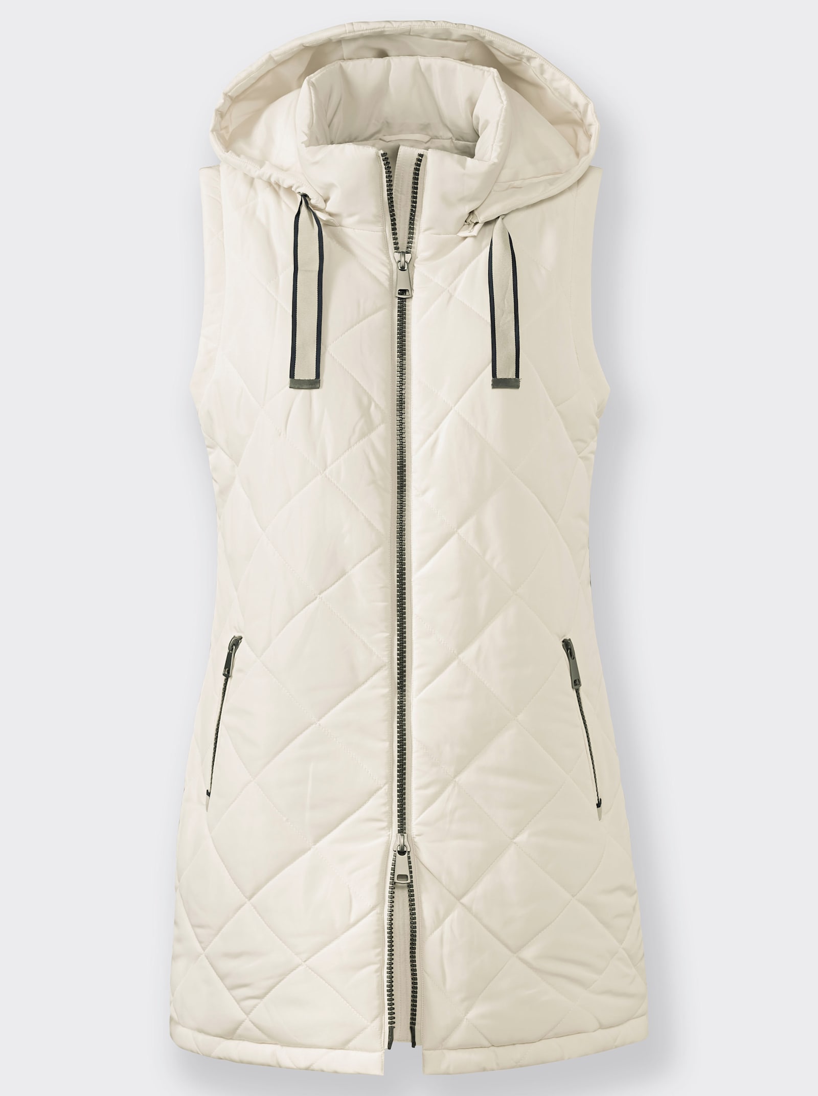 Longweste mit Rautensteppung - elfenbein