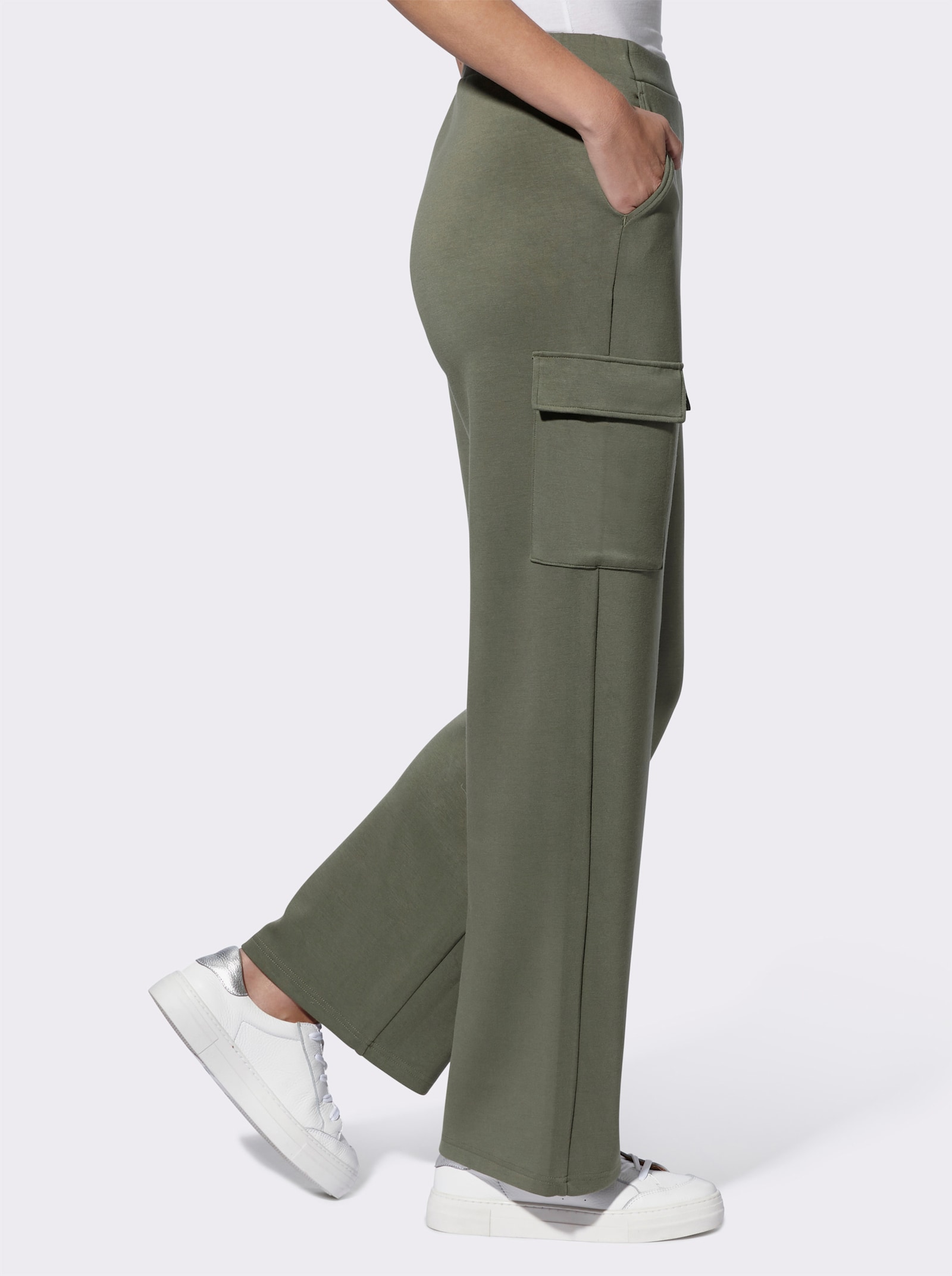 heine Jerseyhose mit Cargo-Taschen, aufgesetzt - khaki