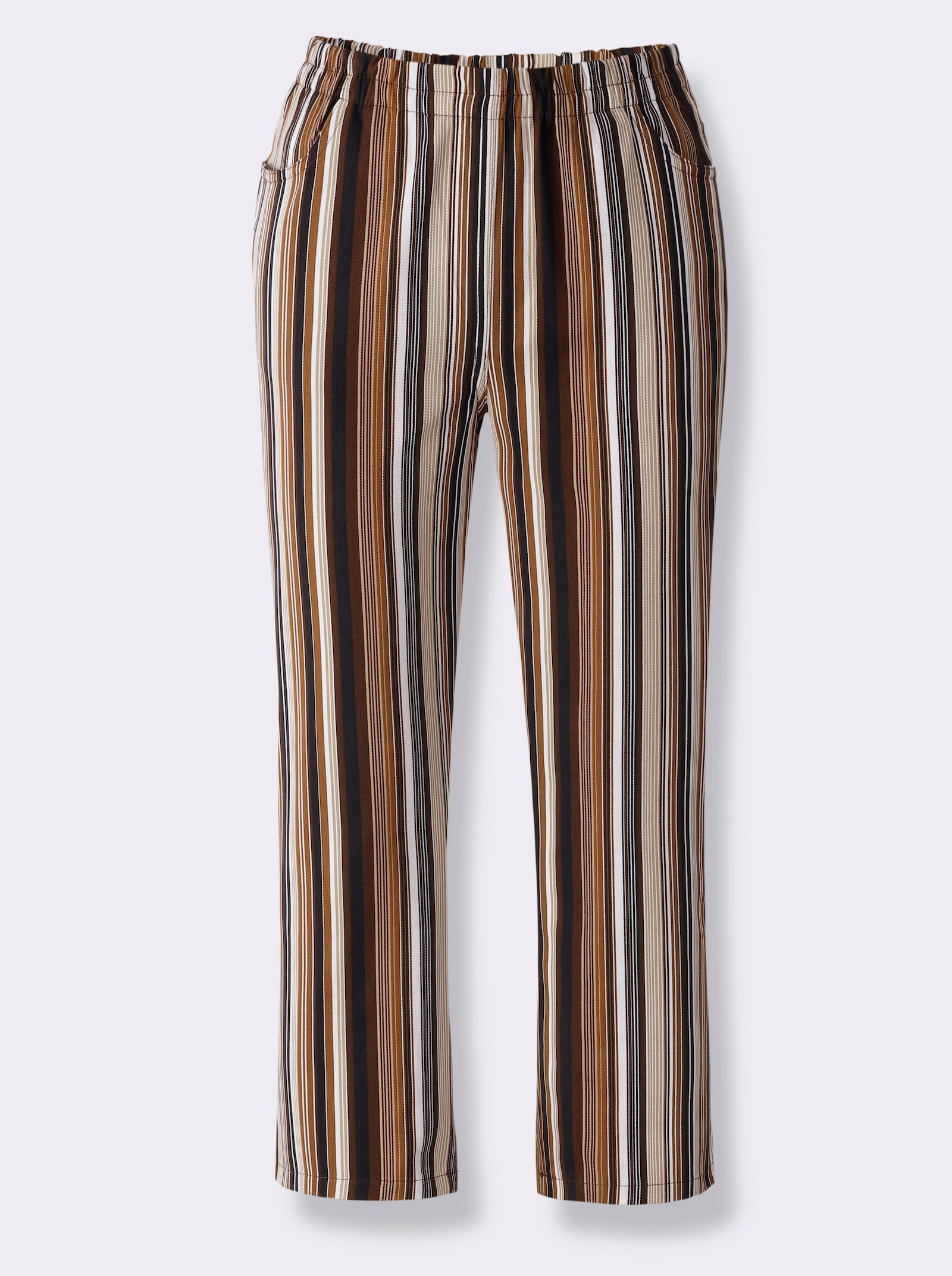 Capribroek van puur katoen - donkerbruin gestreept