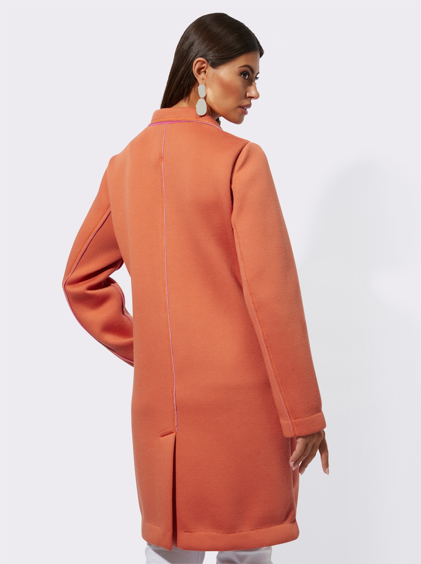 Jerseymantel mit hohem Gehschlitz hinten - papaya