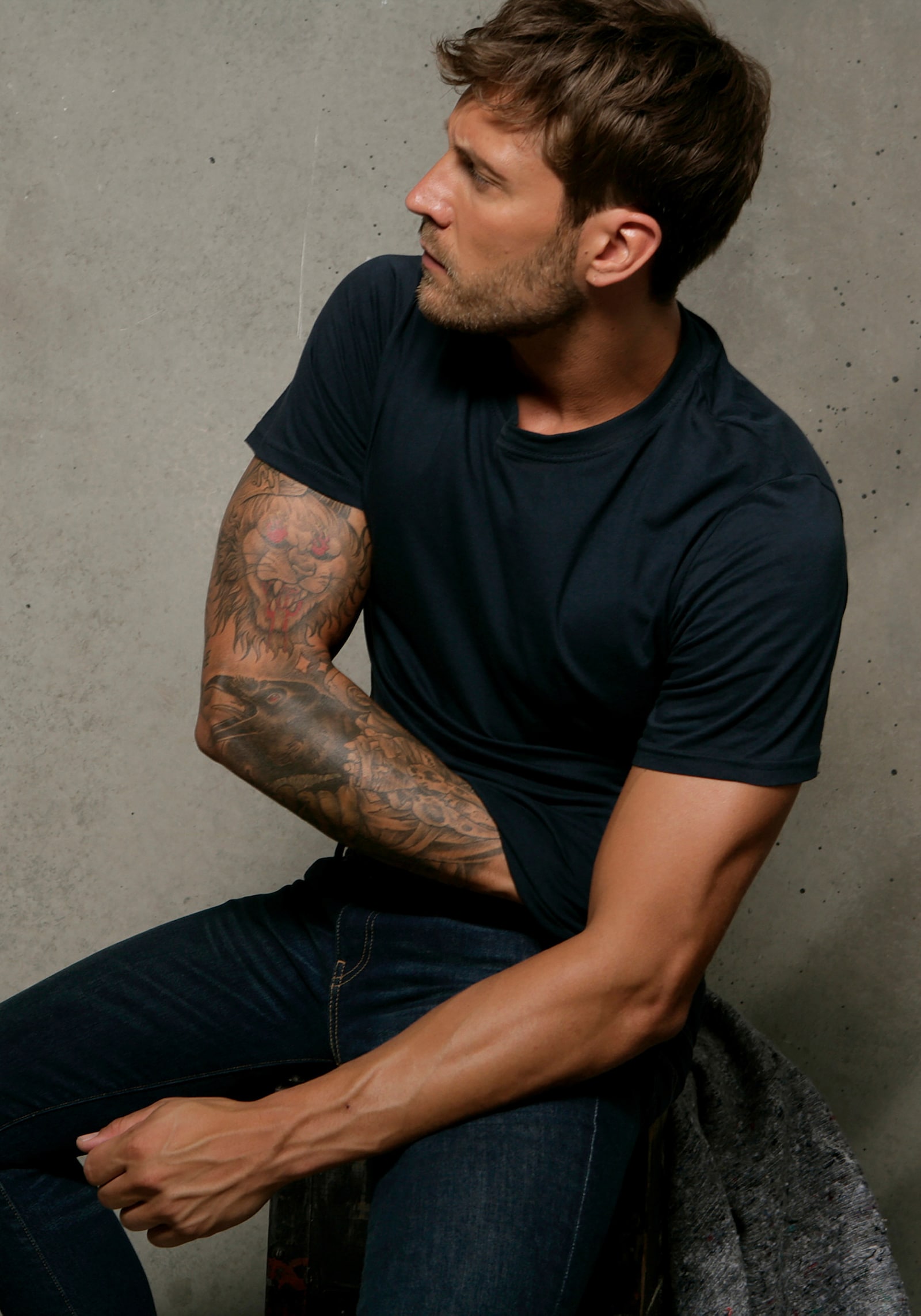 H.I.S T-Shirt - dunkelblau, mittelblau, graublau