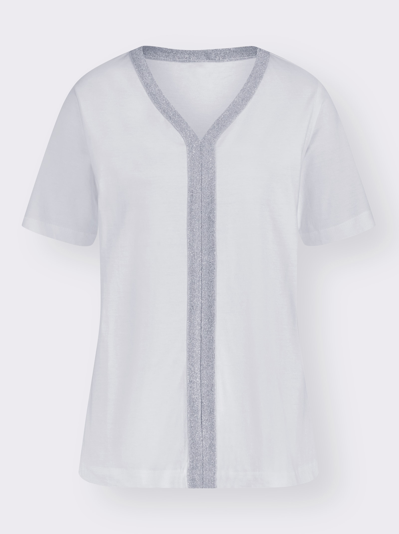 Kurzarmshirt mit Zierband - weiß