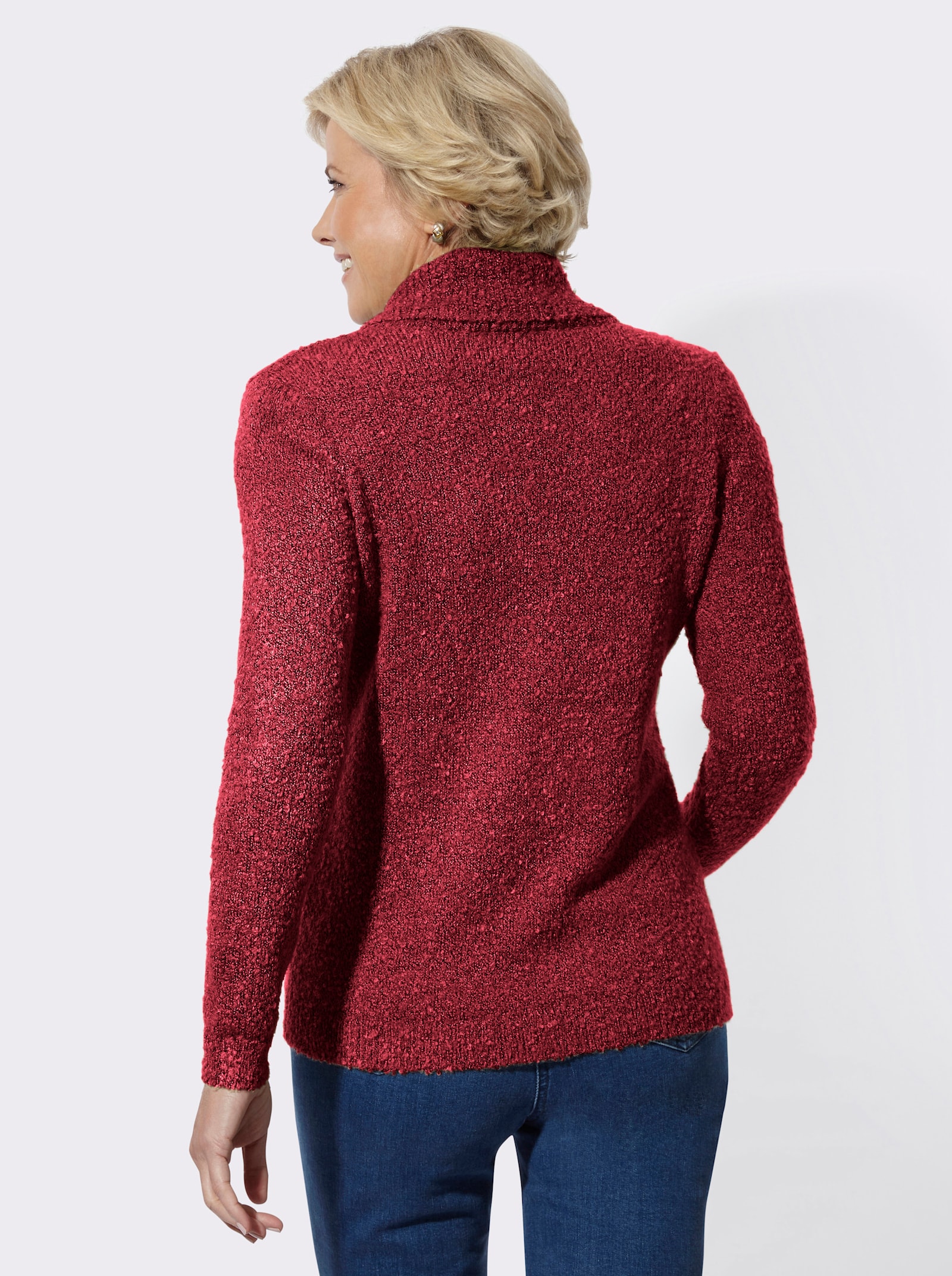 Pullover in 2-in-1-Optik mit Schalkragen - kirsche