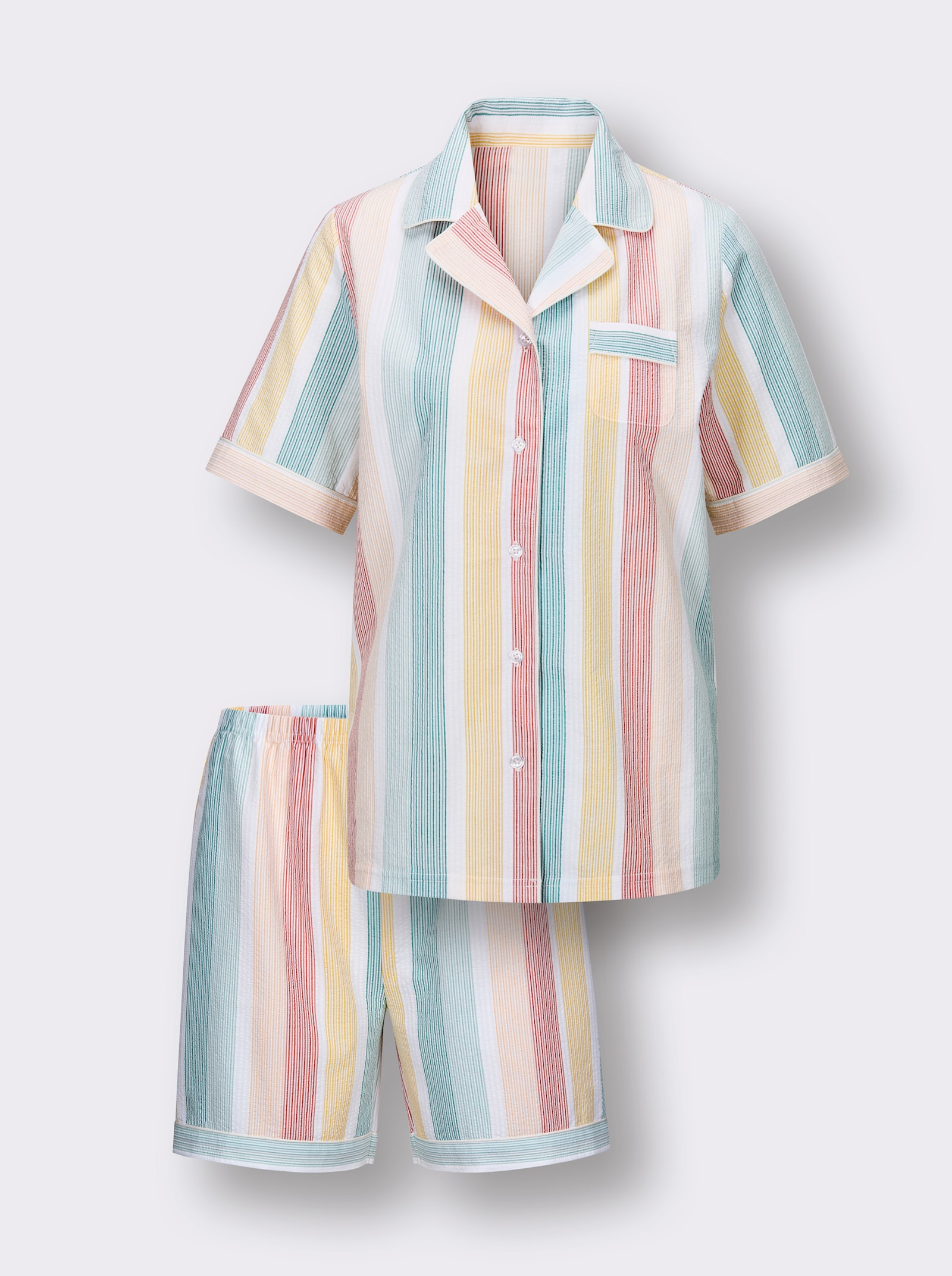 wäschepur Shorty mit Paspel-Verzierung - weiß-apricot-gestreift