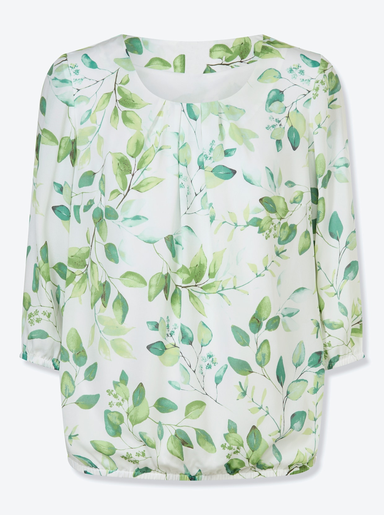 Georgettebluse - weiß-eucalyptus-bedruckt