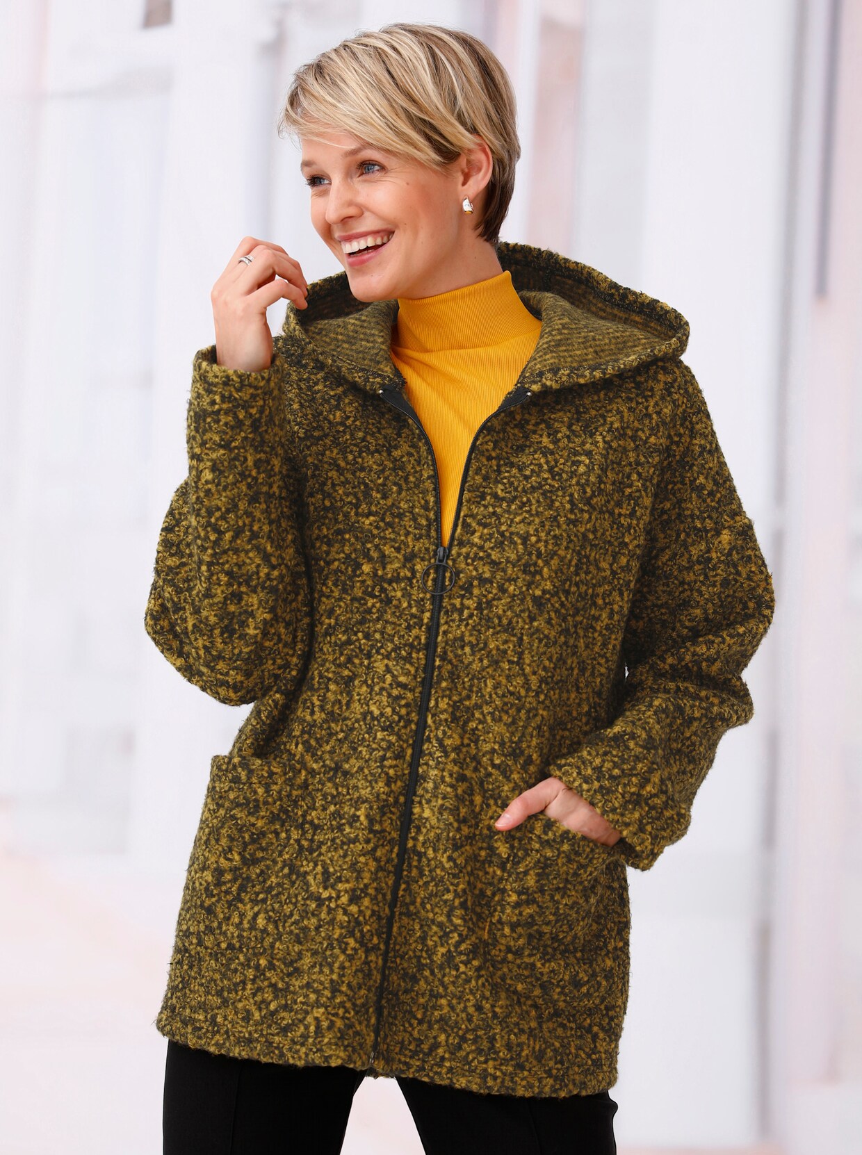 Freizeitjacke - ocker-schwarz-meliert