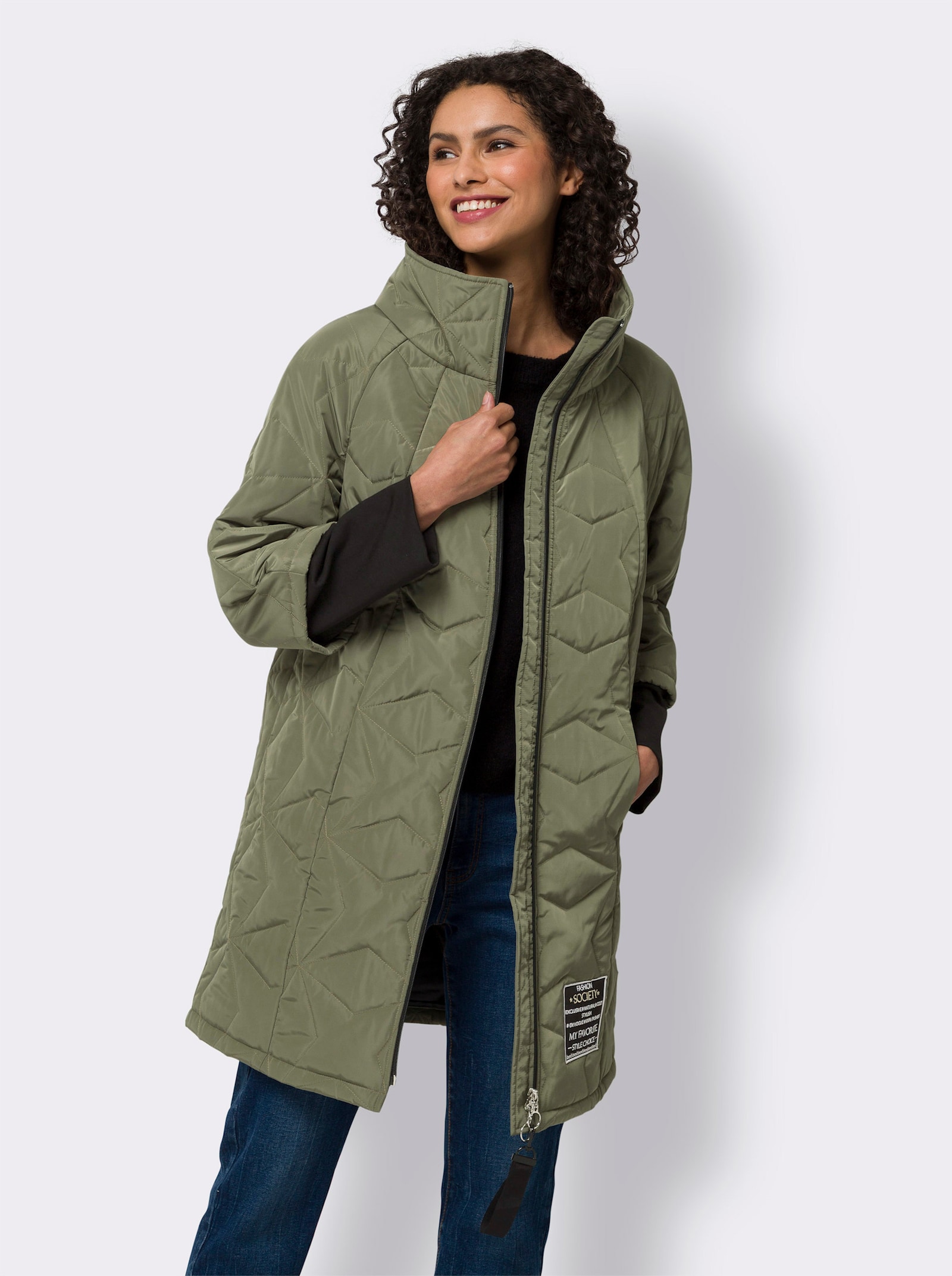 heine Veste longue avec piquage tendance - kaki