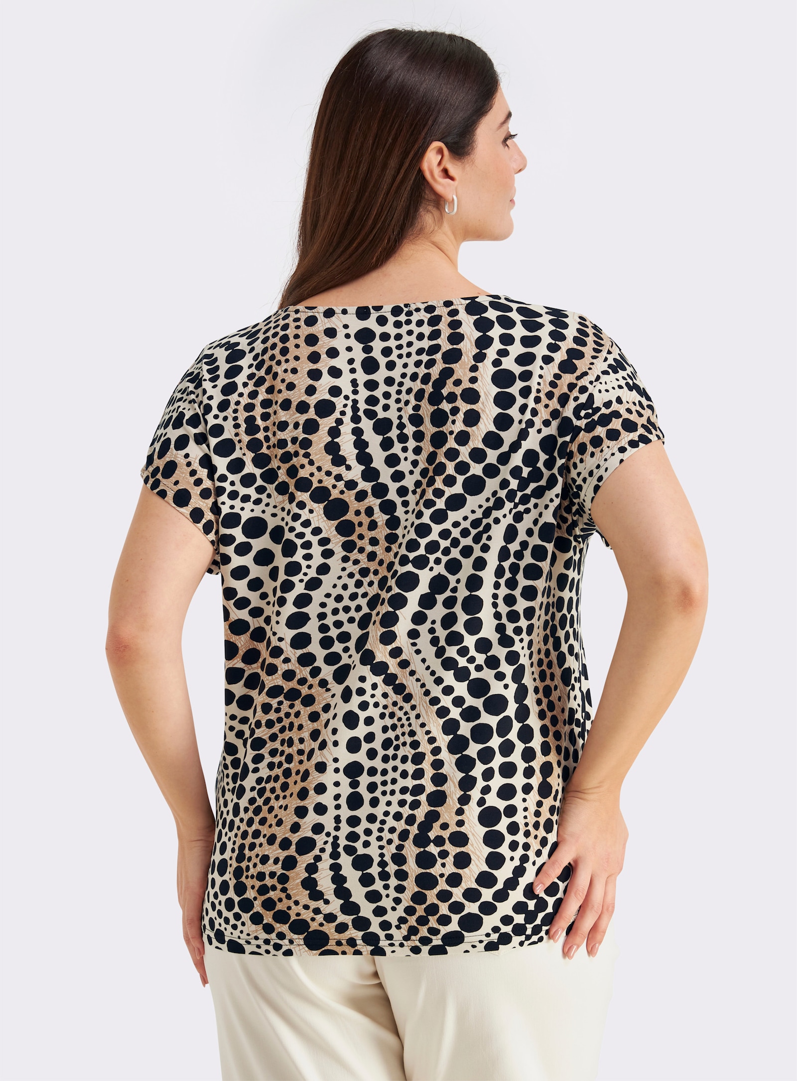 Print-Shirt im Tupfen-Dessin - elfenbein-schwarz-bedruckt