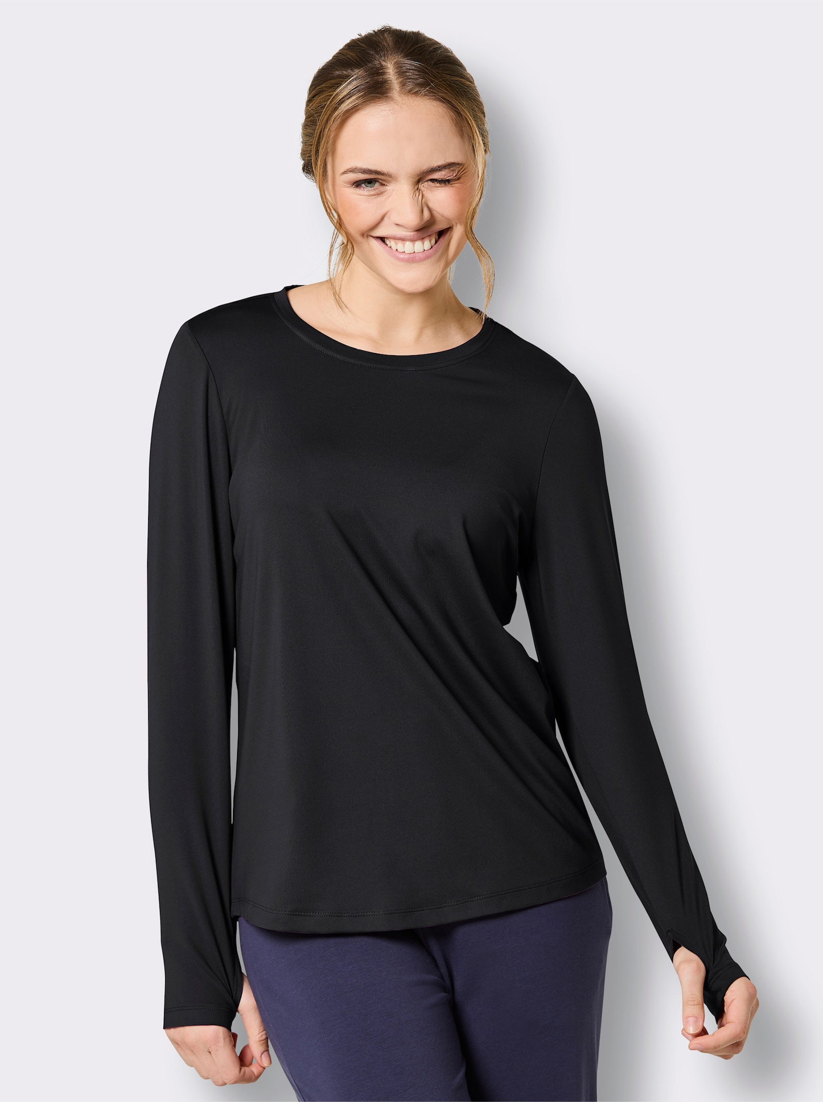 Catamaran Sports Funktionsshirt mit abgerundetem Saum - schwarz