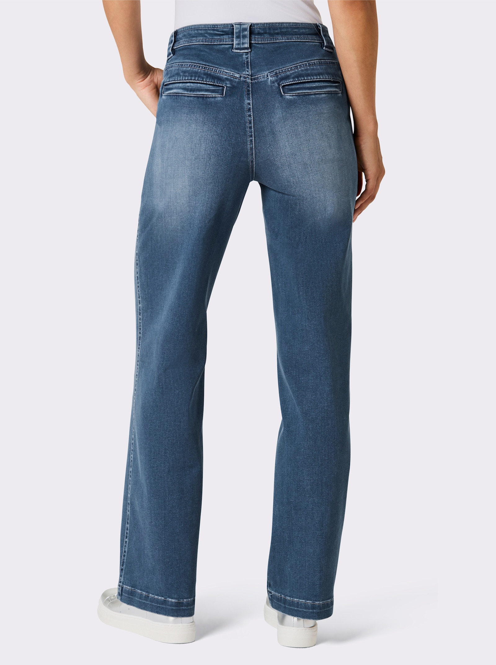 CREATION L PREMIUM Schlagjeans mit leichter Waschung - blue-bleached