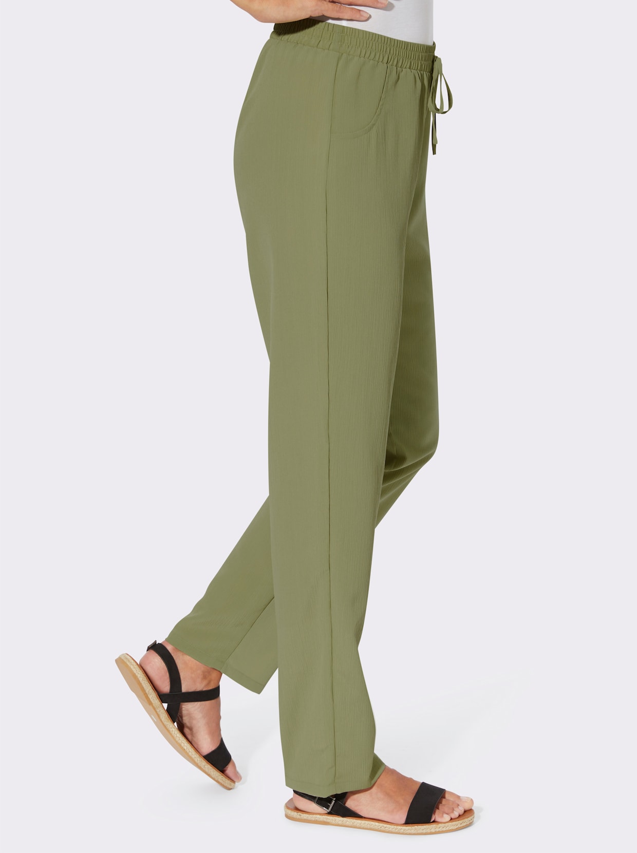 comfortbroek - rietgroen + rietgroen/wit bedrukt