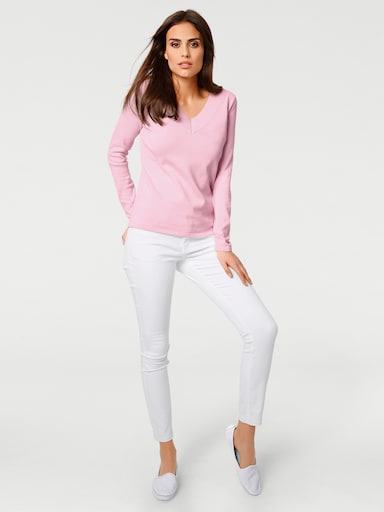 heine Pullover met V-hals - roze