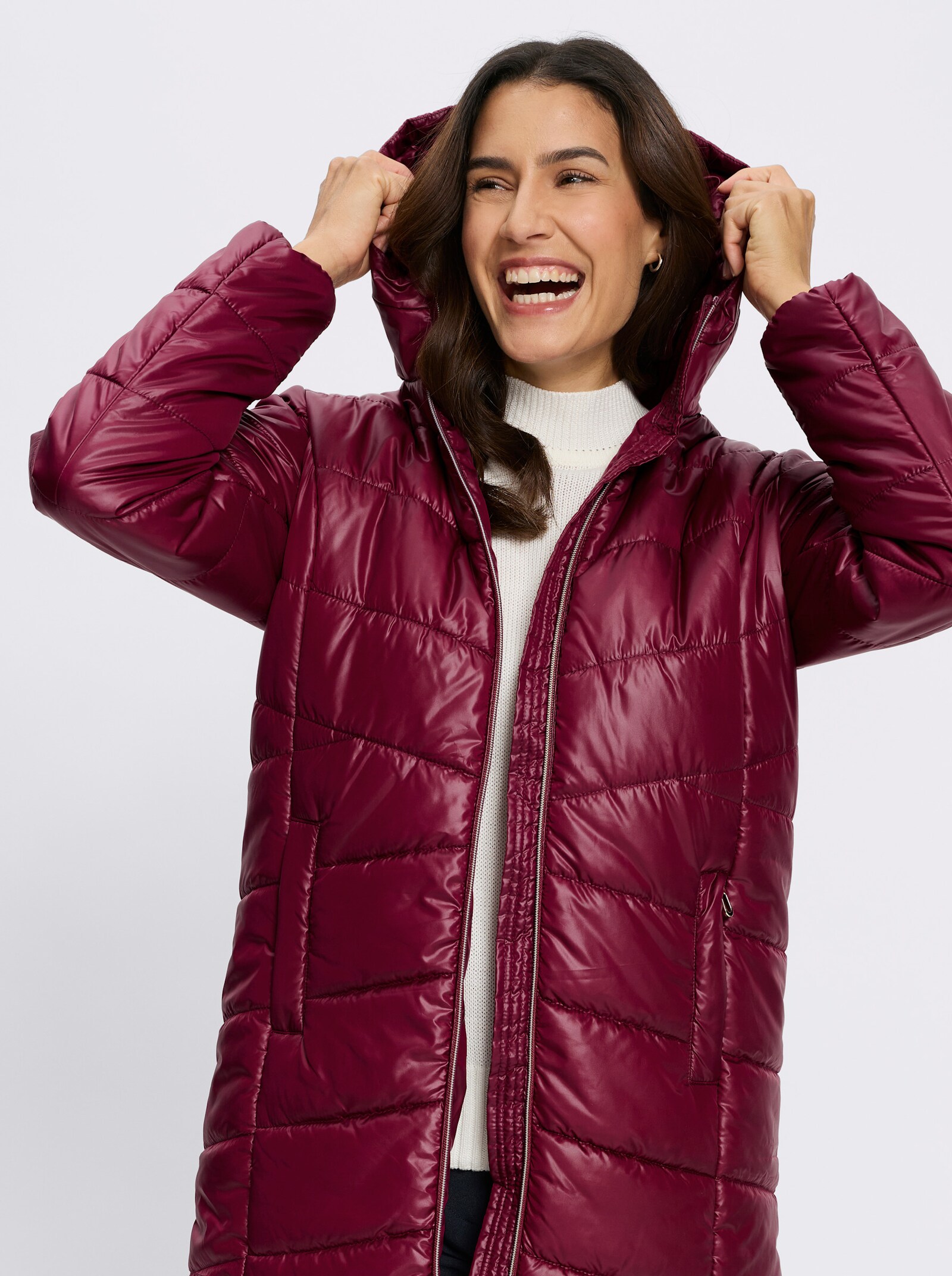 Longjacke mit Steppmuster - bordeaux