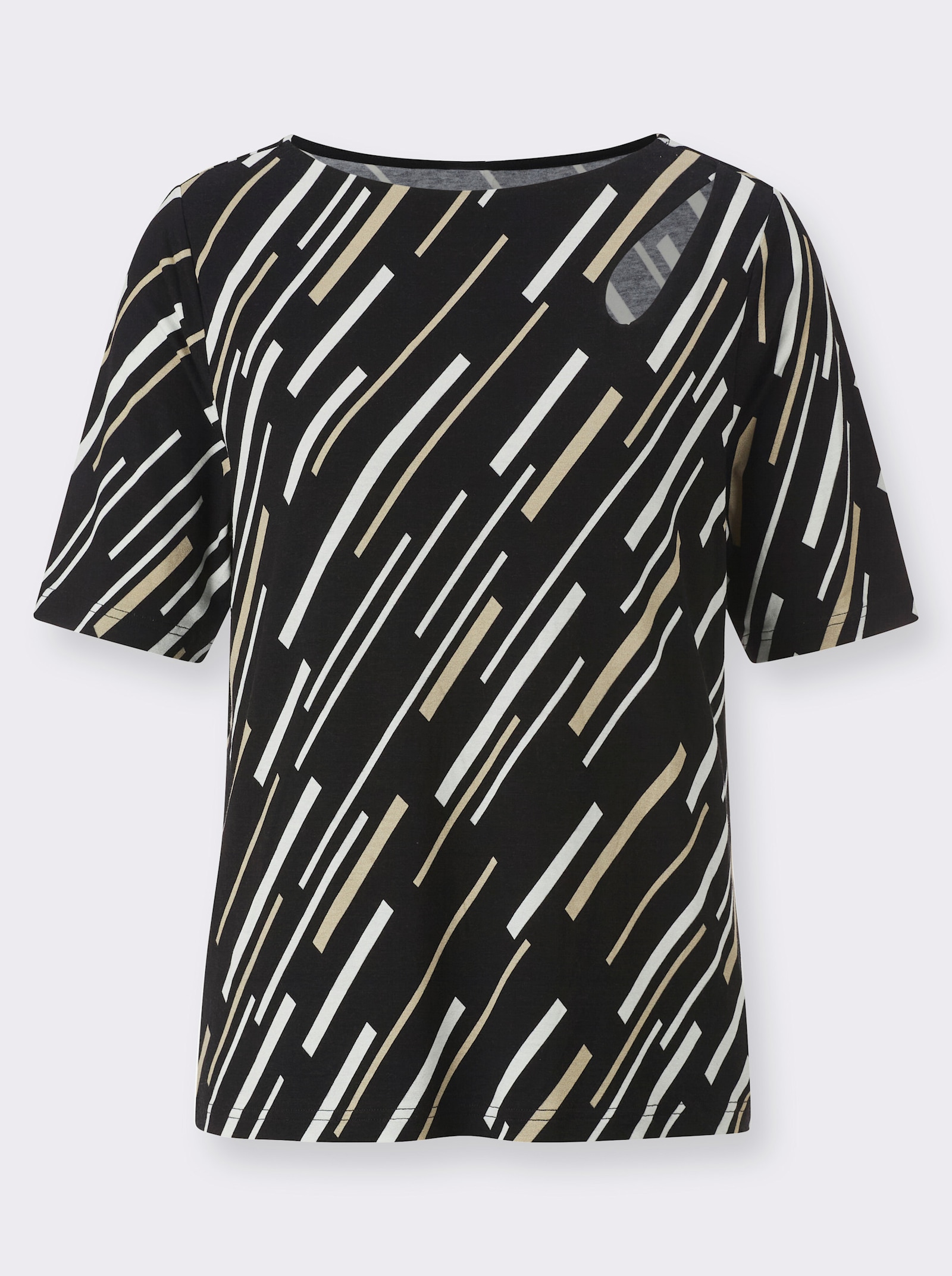 Tričko, kr. ruk, vykroj.detaily - čierno-piesková potlač