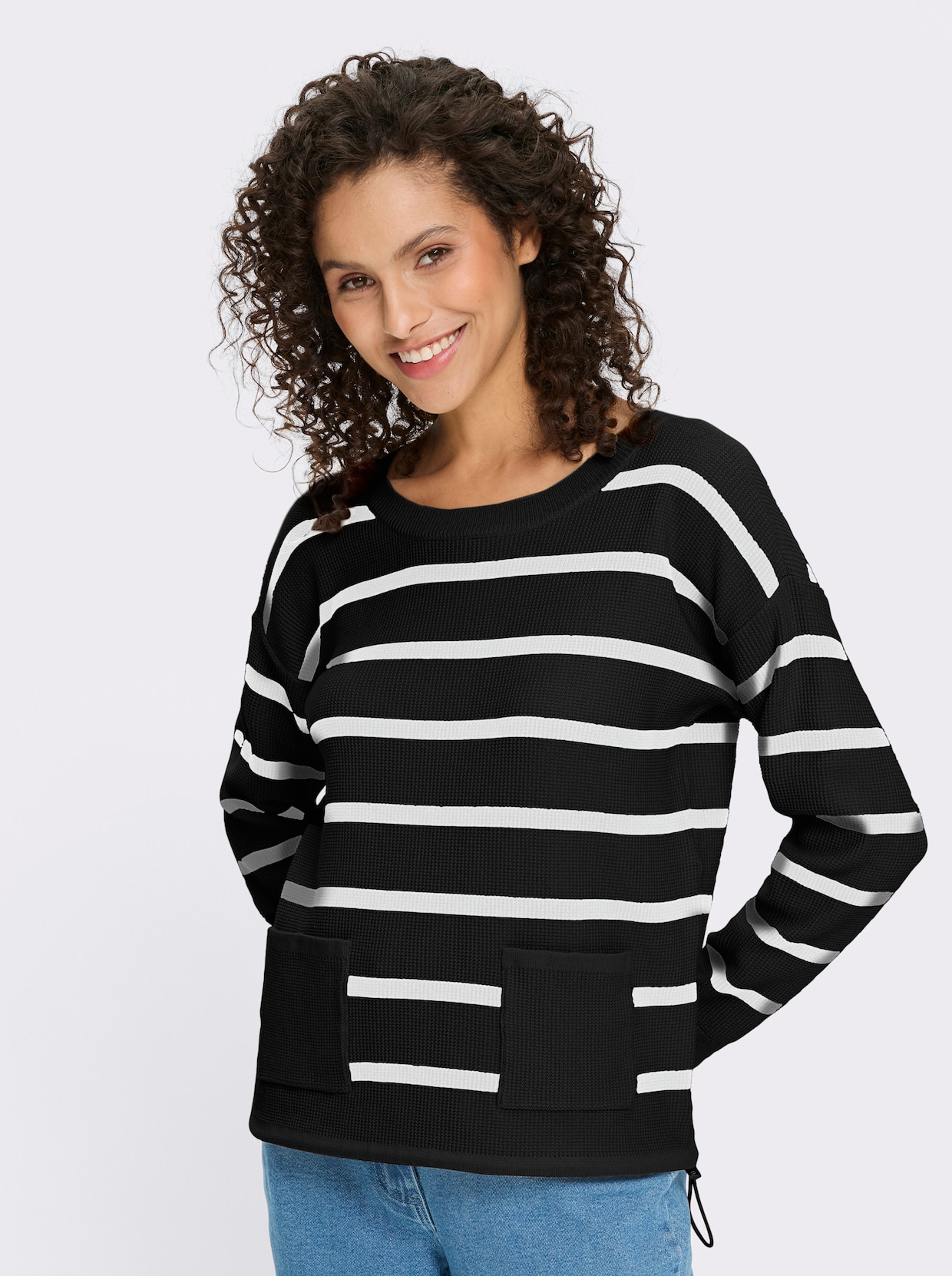 heine Pull en tricot - noir-écru à rayures
