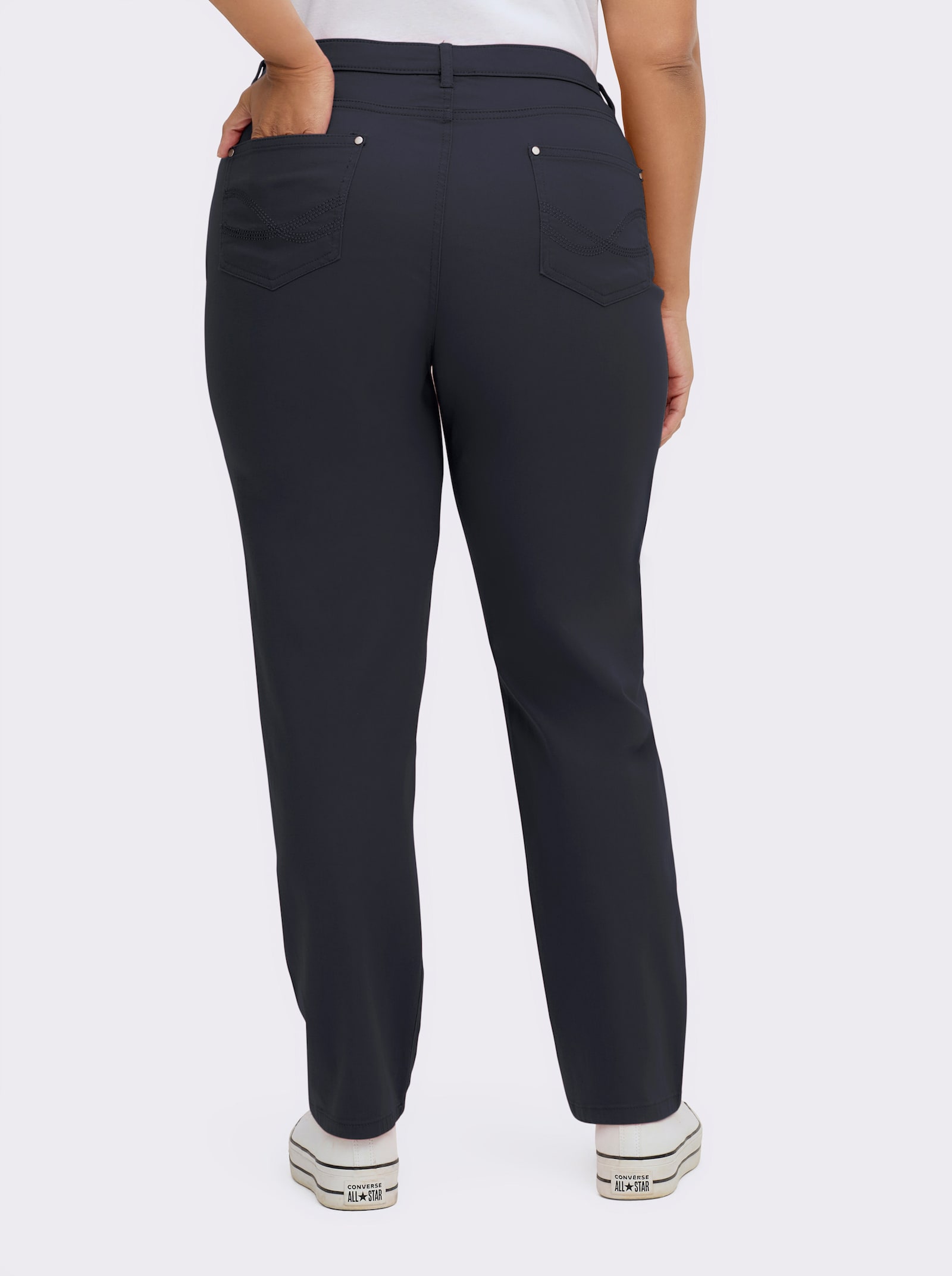 5-Pocket-Jeans mit bestickten Gesäßtaschen - marine