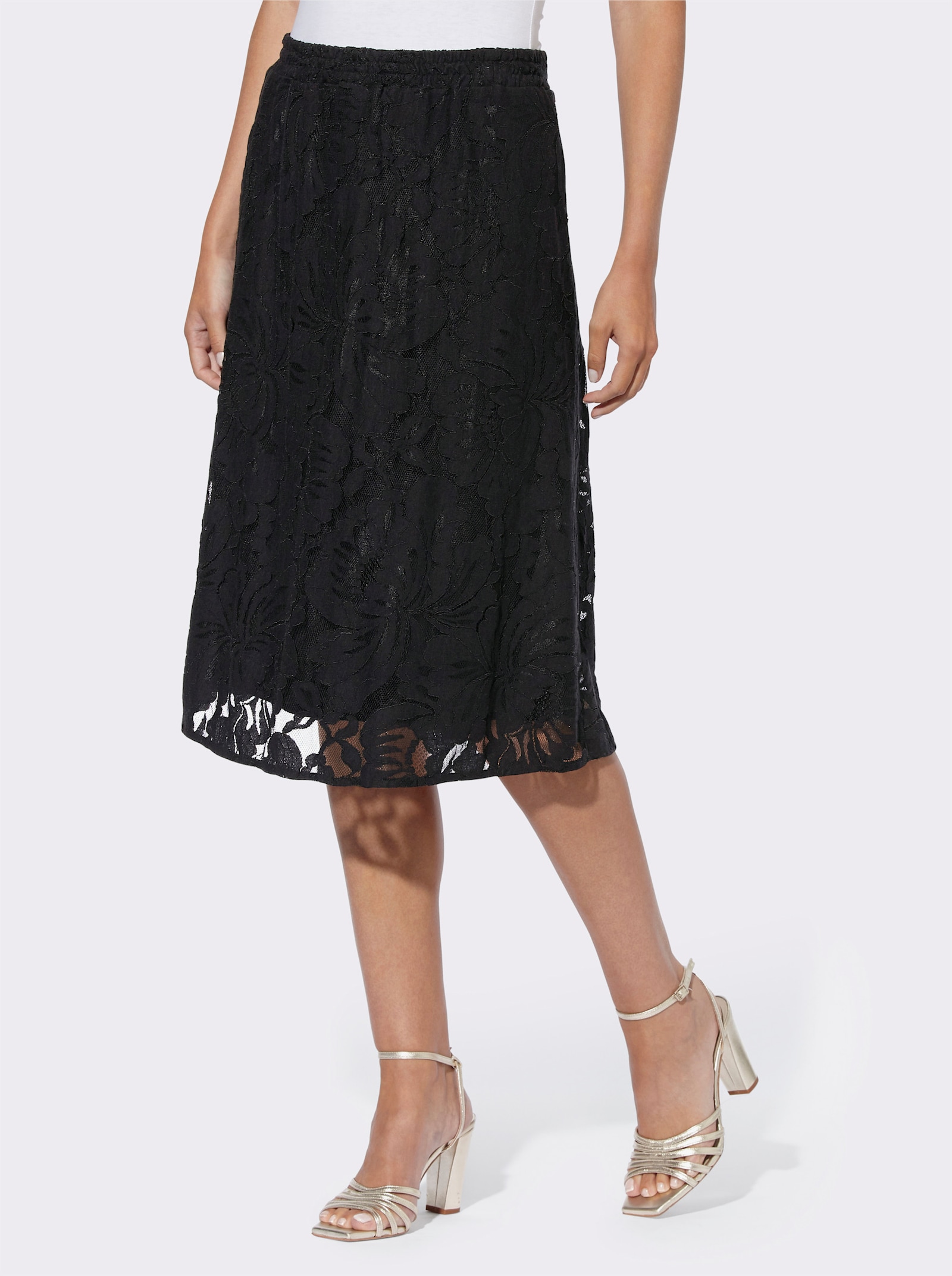 heine A-Linien-Rock mit rückwärtigem Dehnbund - schwarz