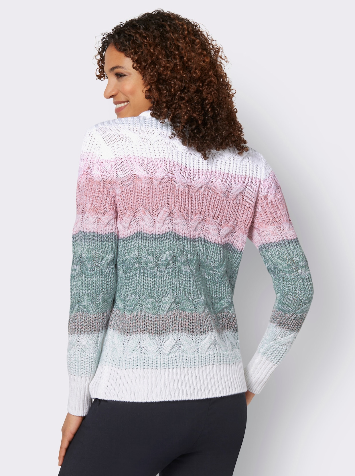 Strickpullover - jade-weiß-meliert