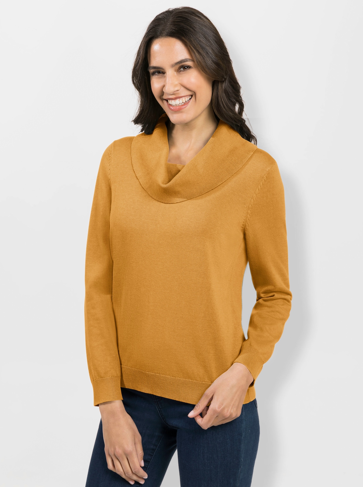 Langarm-Pullover - ocker
