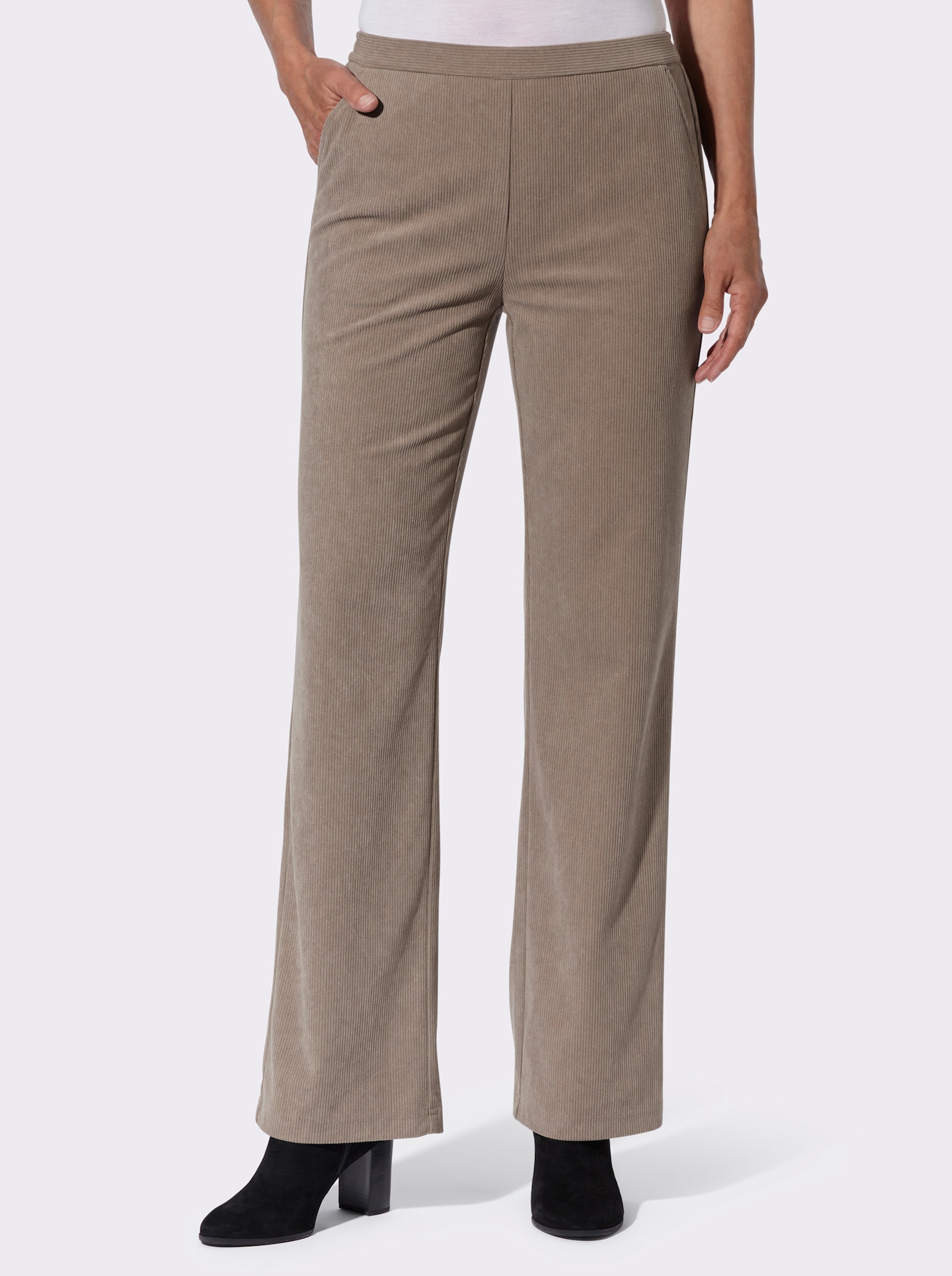 Cordhose in Schlupfform - taupe