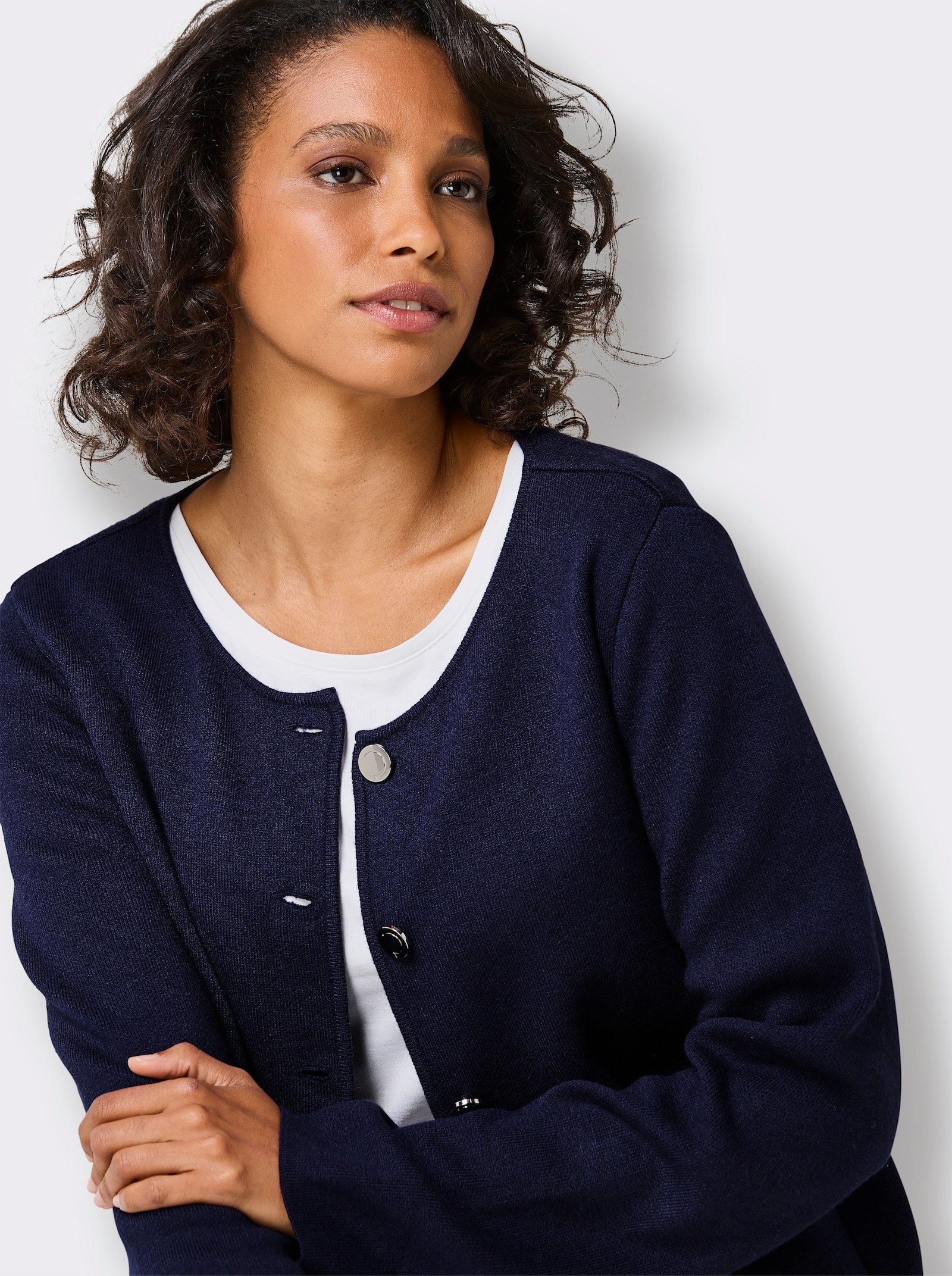 CREATION L PREMIUM Strickjacke mit Jacquard-Muster - marine