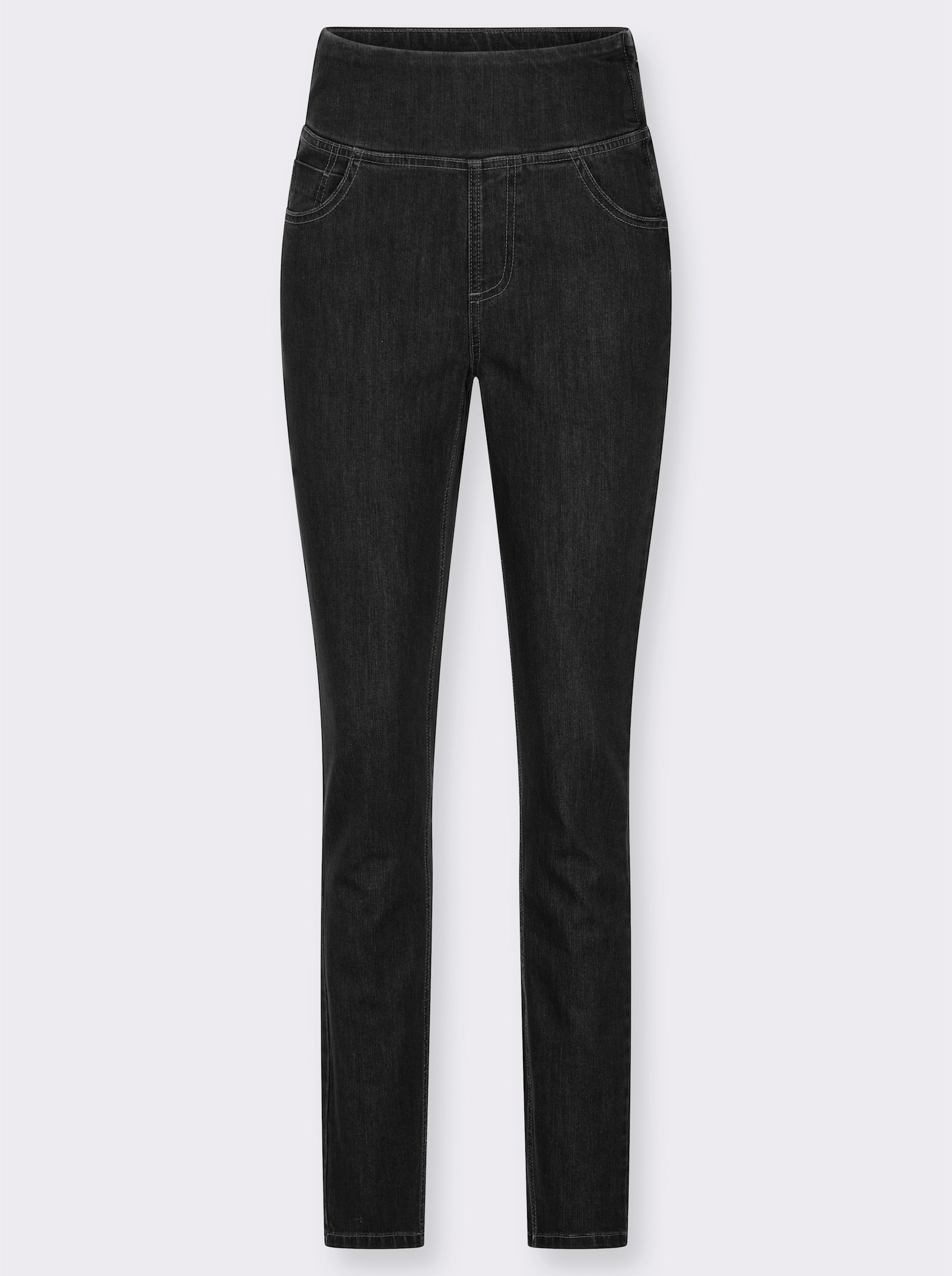 Jeans mit seitlichem Reißverschluss - black-denim