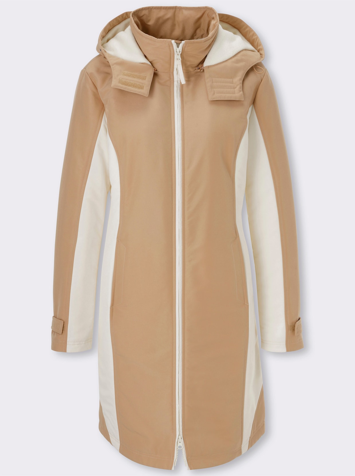 Funktionsmantel mit abnehmbarer Kapuze - camel-champagner