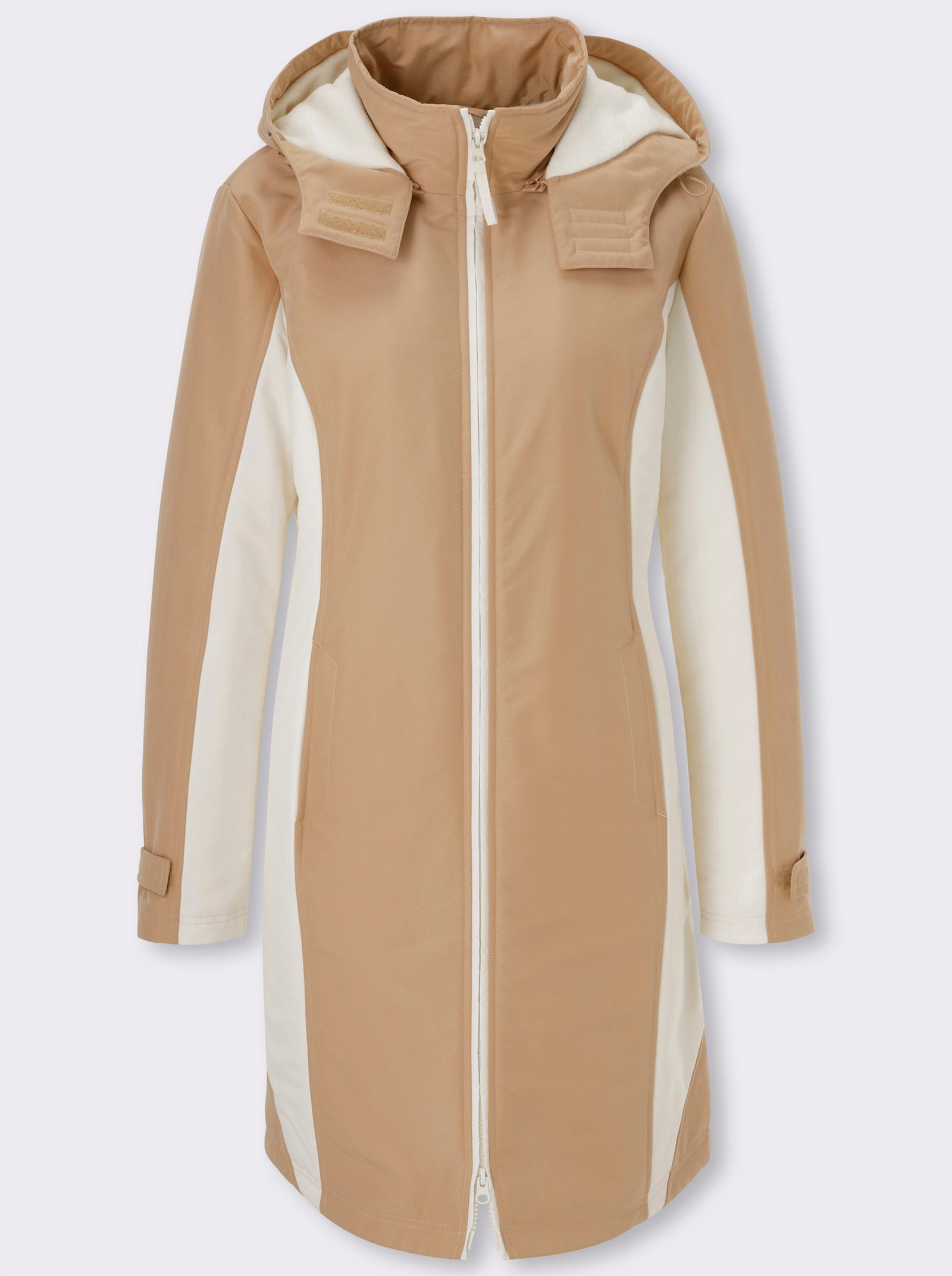 Funktionsmantel mit abnehmbarer Kapuze - camel-champagner