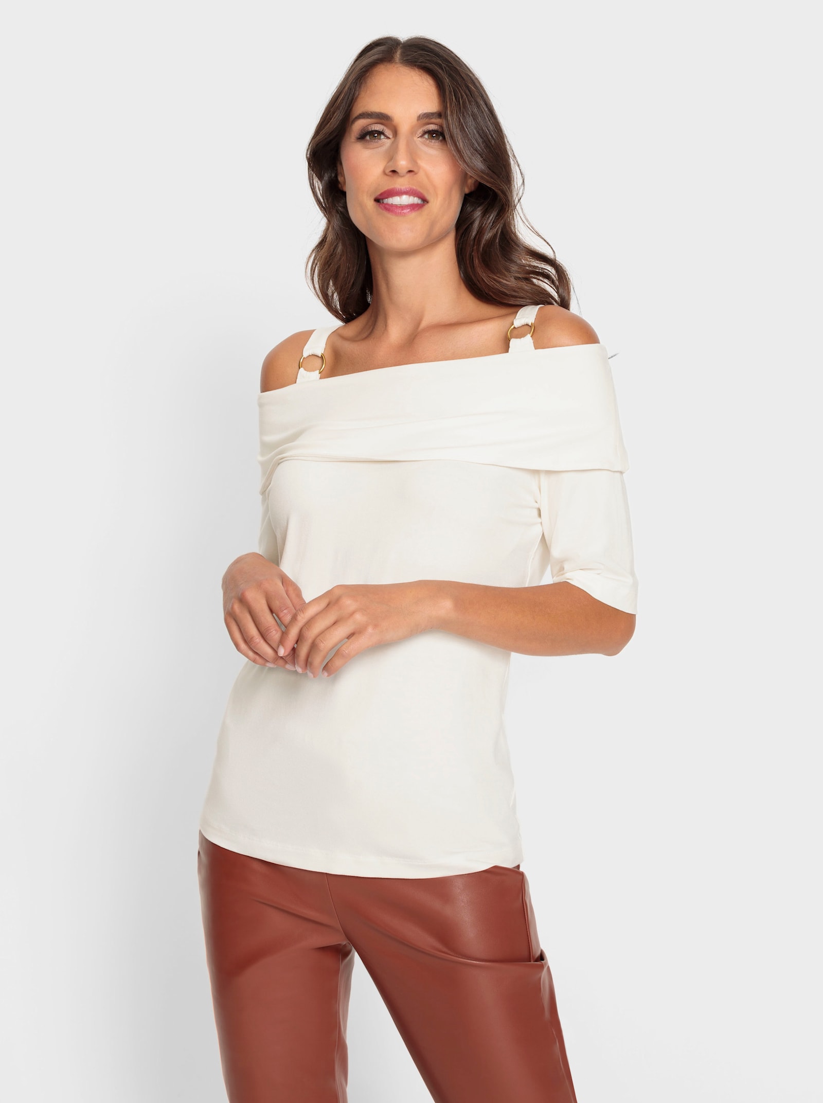 heine Carmenshirt met korte mouwen - ecru