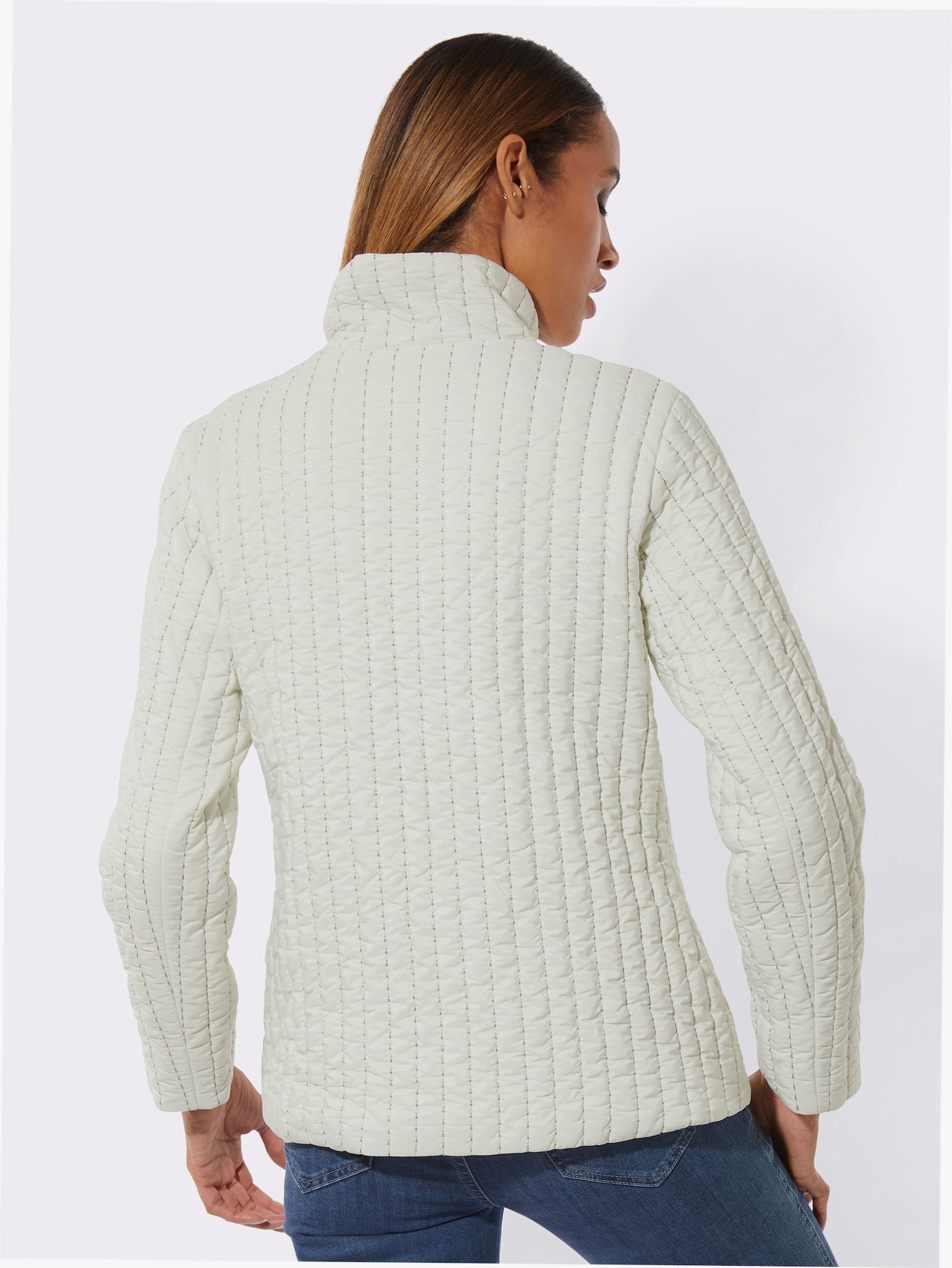 Veste avec patte de protection pour la glissière - écru-gris pierre