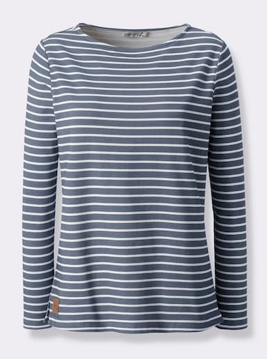 Sweatshirt - rauchblau-ecru-geringelt