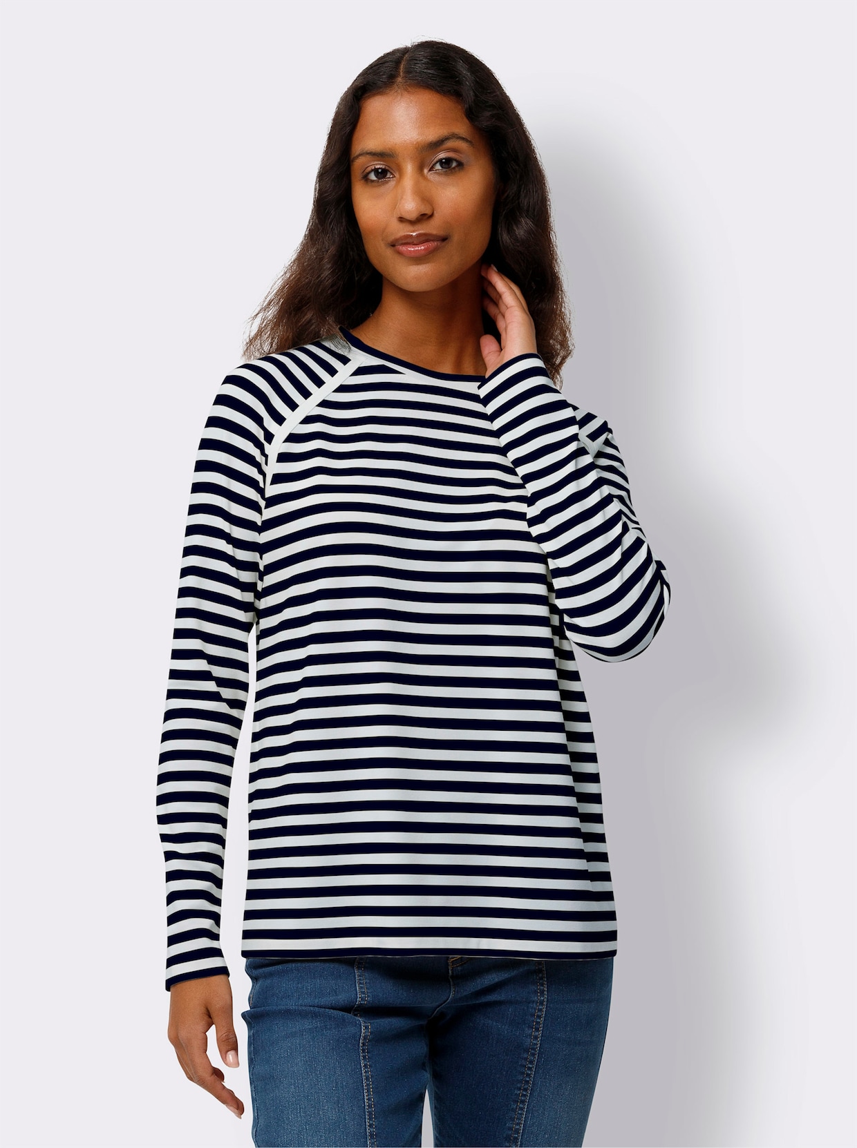 heine Streepjesshirt - marine/ecru gestreept