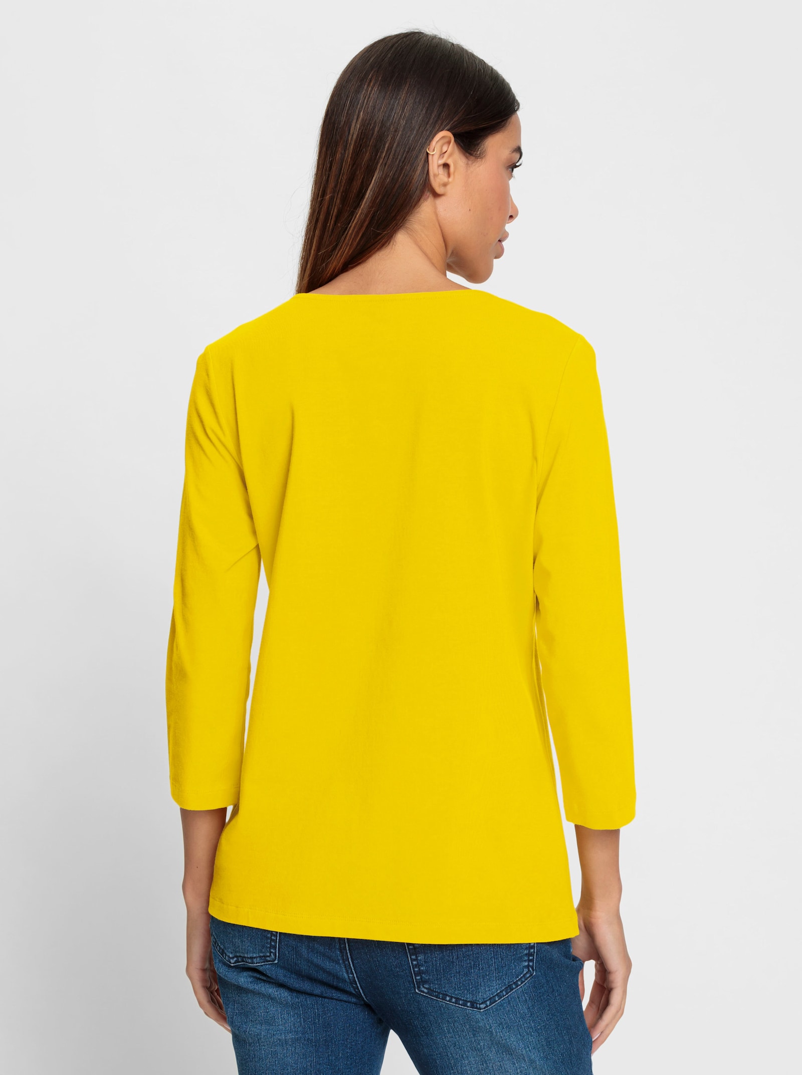 heine 3/4-Arm-Shirt mit Glitzersteinchen - sonnengelb