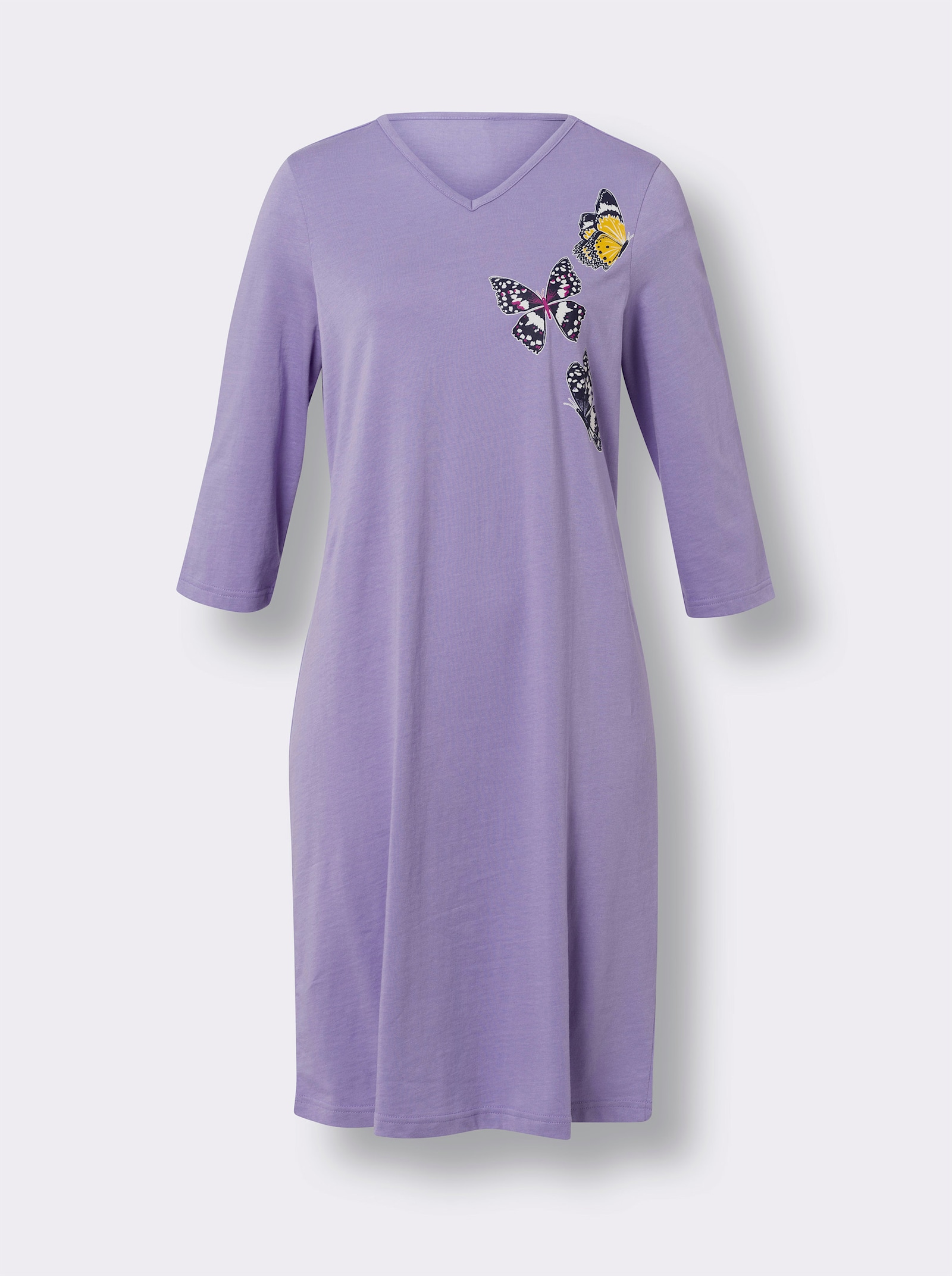 Nachthemden mit platziertem Druck, reine Baumwolle - marine + lavendel