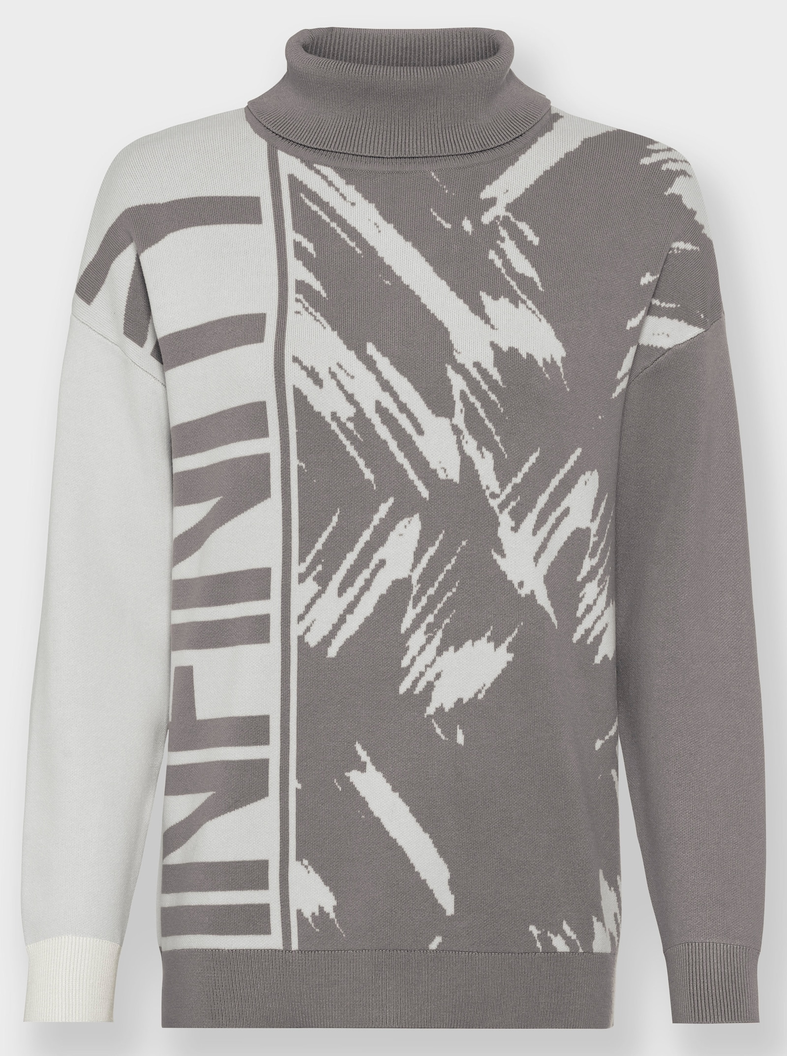 heine Jacquardpullover mit Rollkragen - grau-ecru-gemustert