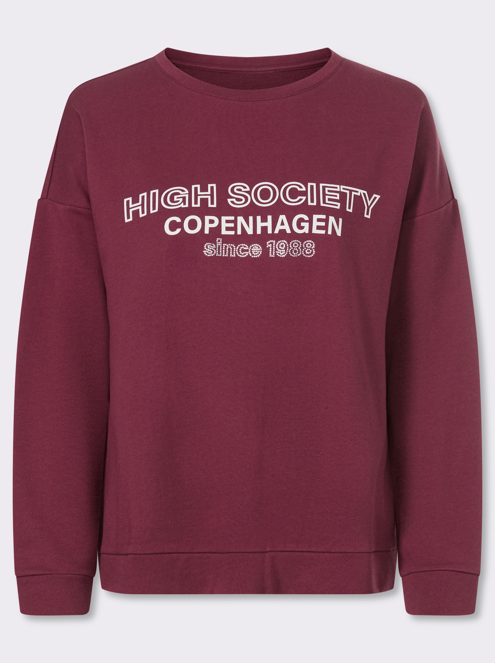 heine Sweatshirt mit Ziersteinchen - bordeaux